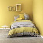Les Ateliers du Linge Parure de couette 2pcs 140x200cm 100% microfibre 55gsm vaxo jaune. Coloris disponibles : Jaune