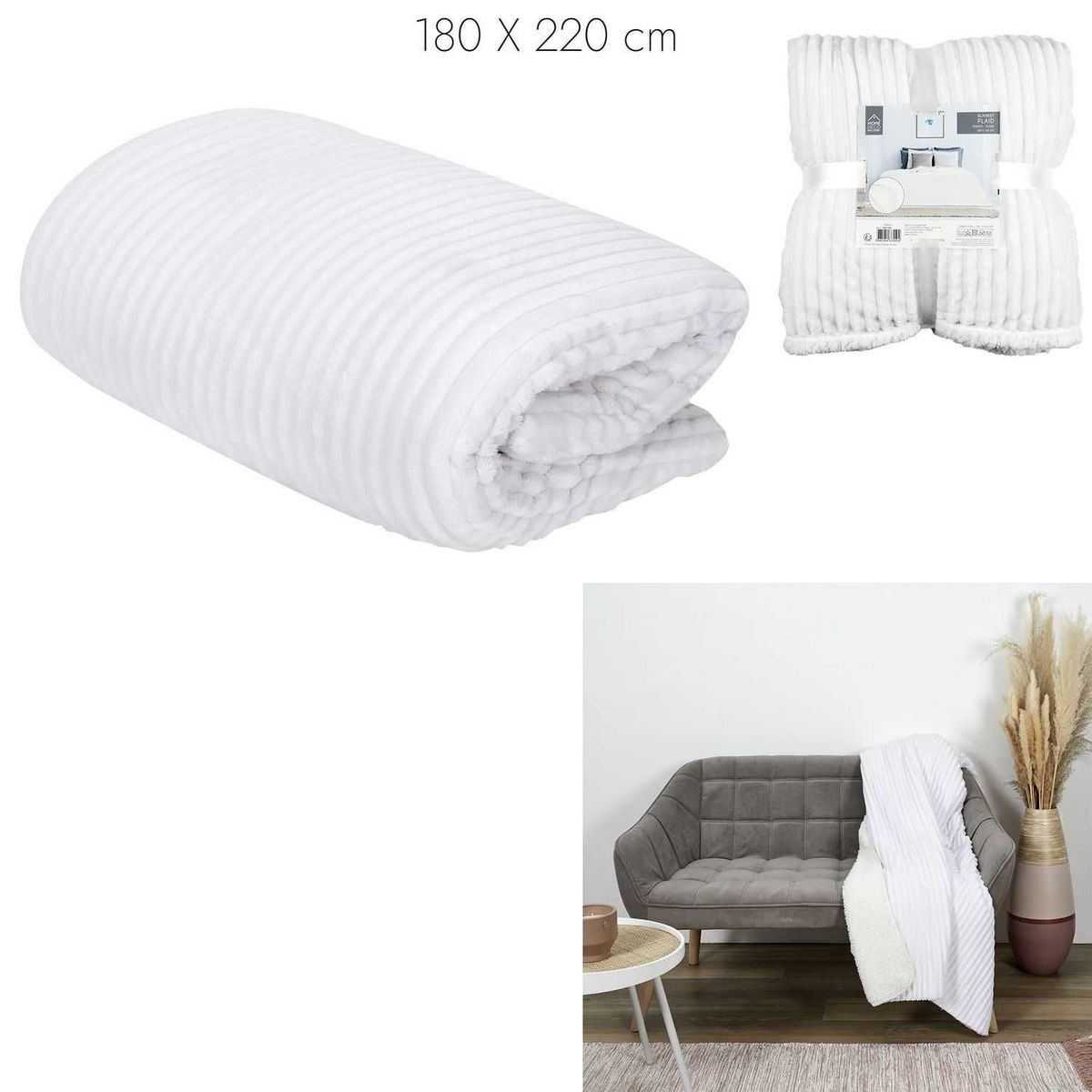 TOILINUX Plaid flanelle côtelé