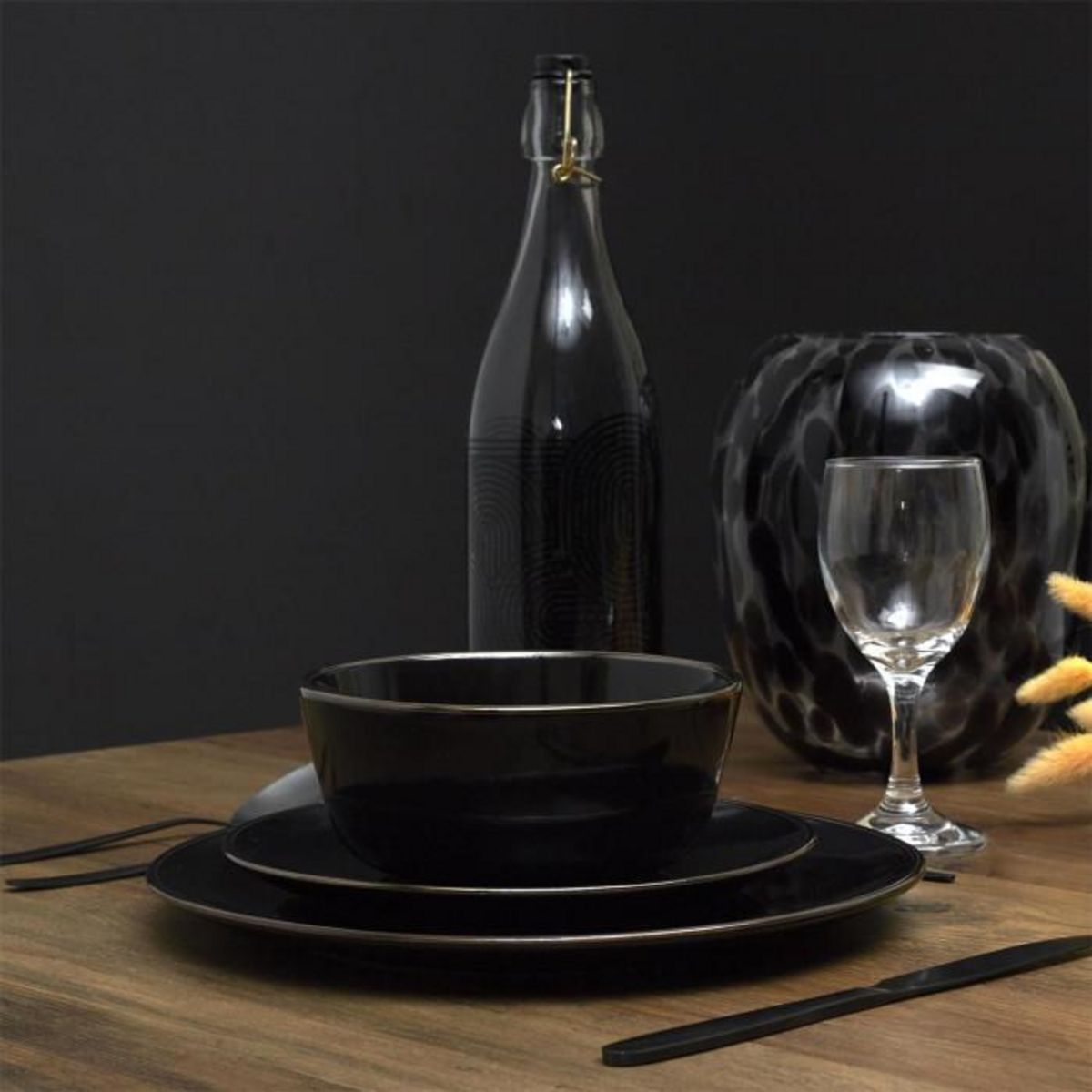 Paris Prix Lot de 6 Bols en Céramique  Lounge  14cm Noir