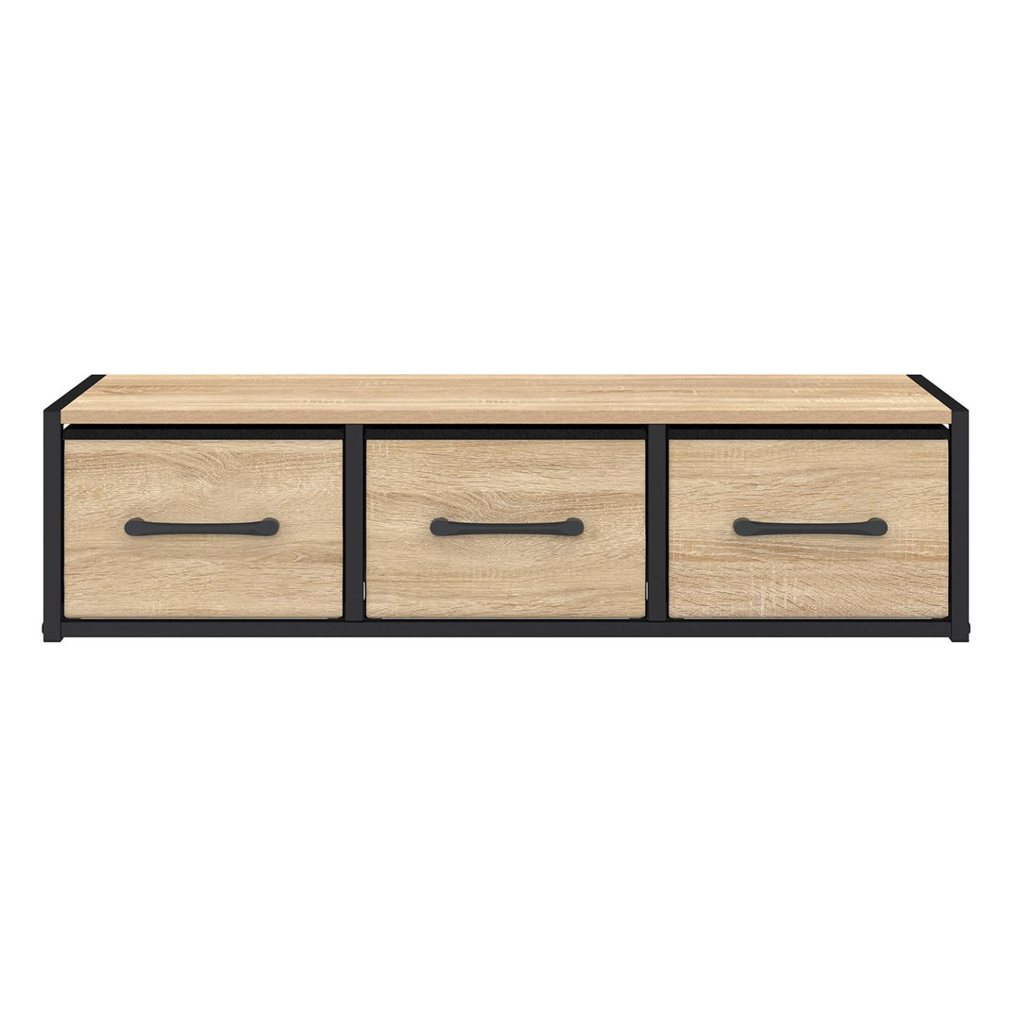 Voir la diapositive 3 : ID MARKET Étagère murale console d'entrée utah 3 tiroirs design industriel
