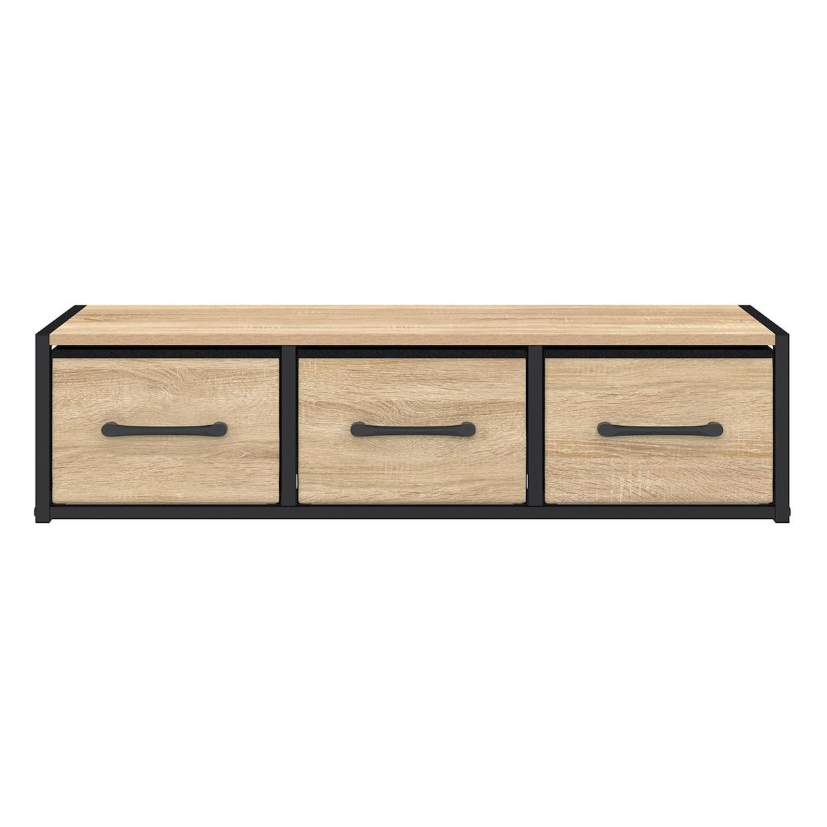 ID MARKET Étagère murale console d'entrée UTAH 3 tiroirs design industriel