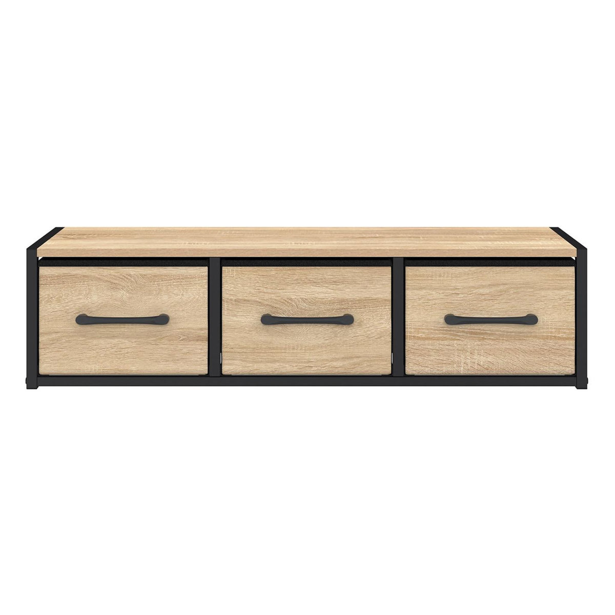 ID MARKET Étagère murale console d'entrée UTAH 3 tiroirs design industriel