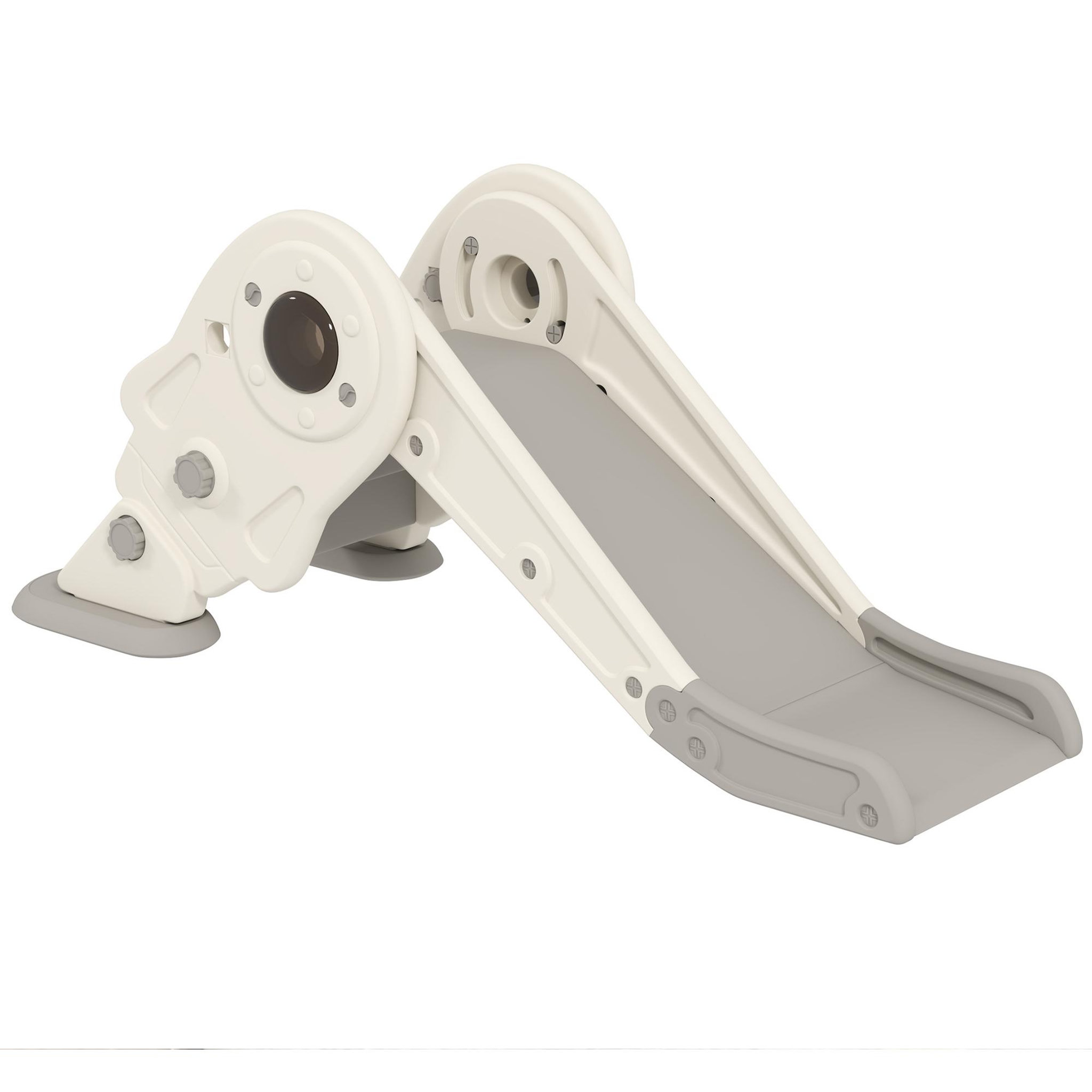 HOMCOM Toboggan enfant pliable panier de basket 2 en 1 HDPE crème gris