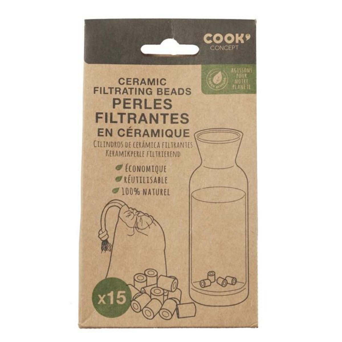 Paris Prix Lot de 15 Perles Filtrantes  Céramique  10cm Blanc