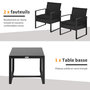 Voir la diapositive 5 : OUTSUNNY Salon de jardin 2 places 3 pièces 2 chaises avec coussins + table basse plateau verre trempé résine tressée 4 fils imitation rotin noir