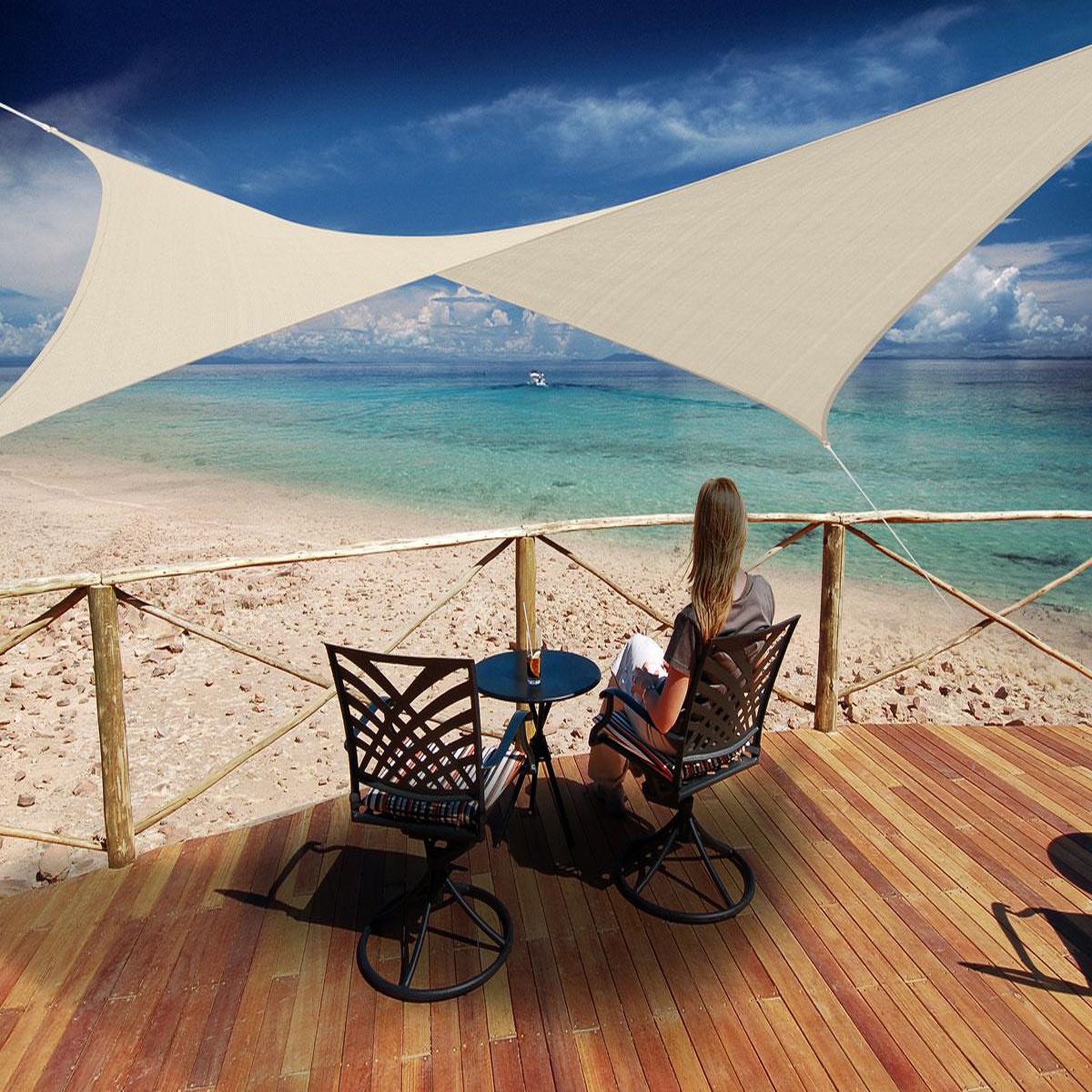 Jardiline Voile d'ombrage rectangulaire 4 x 3 m - austral - sable - jardiline