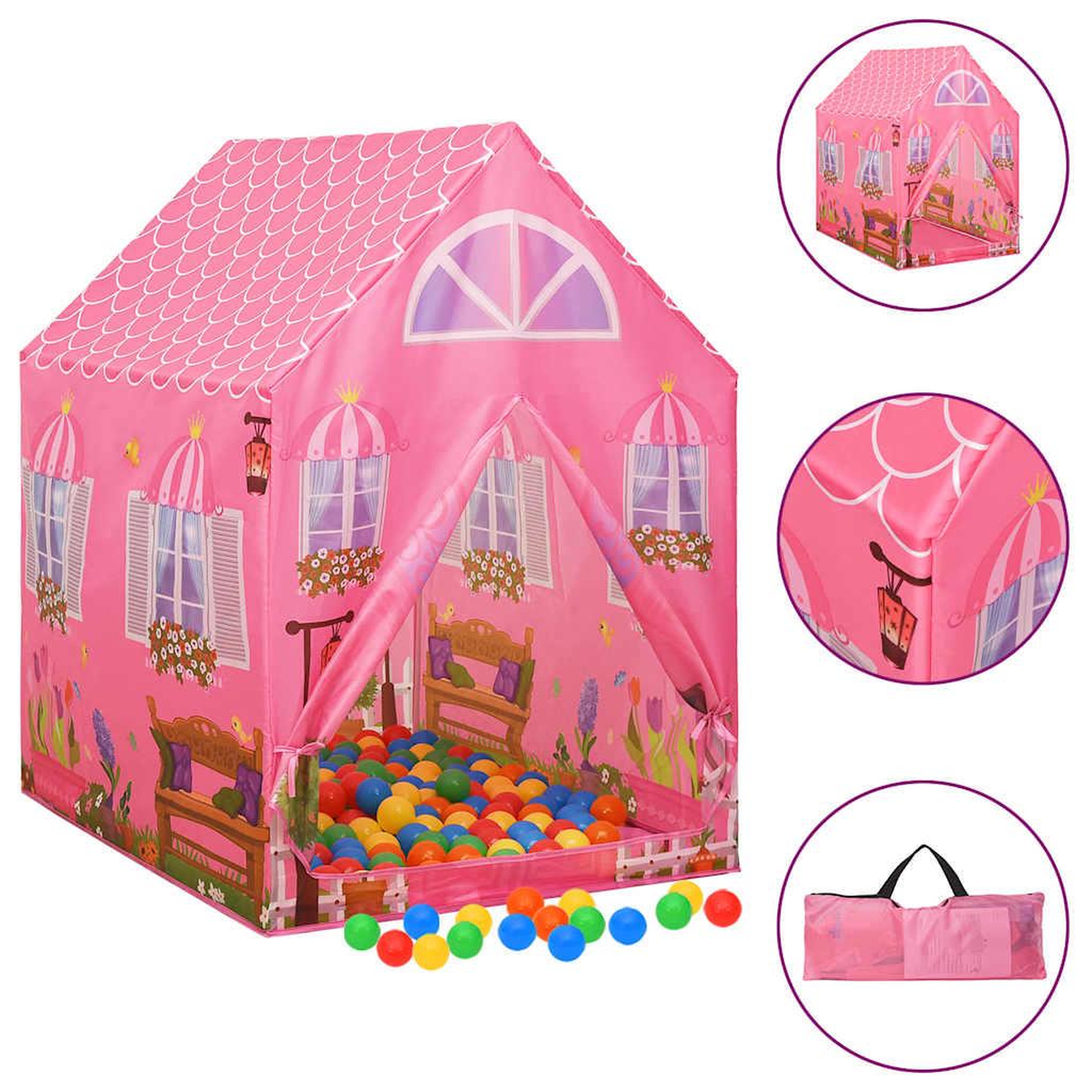 VIDAXL Tente de jeu pour enfants avec 250 balles Rose 69x94x104 cm