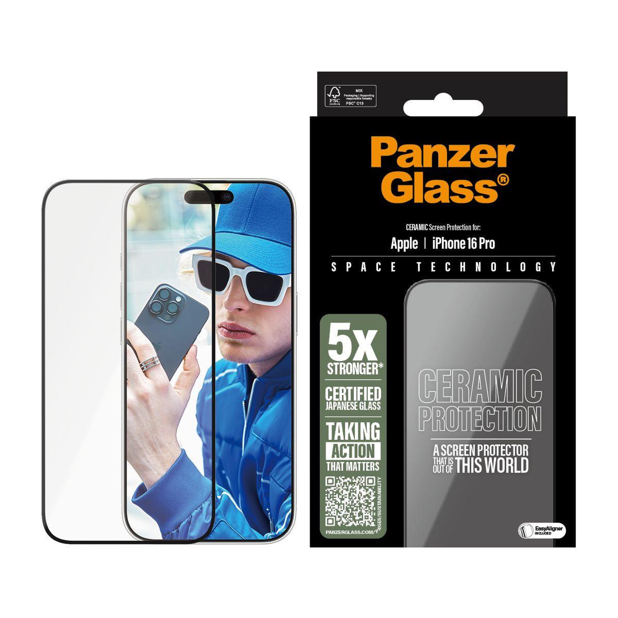 Voir la diapositive 2 : PANZERGLASS Protège écran iPhone 16 Pro Ceramic verre trempé