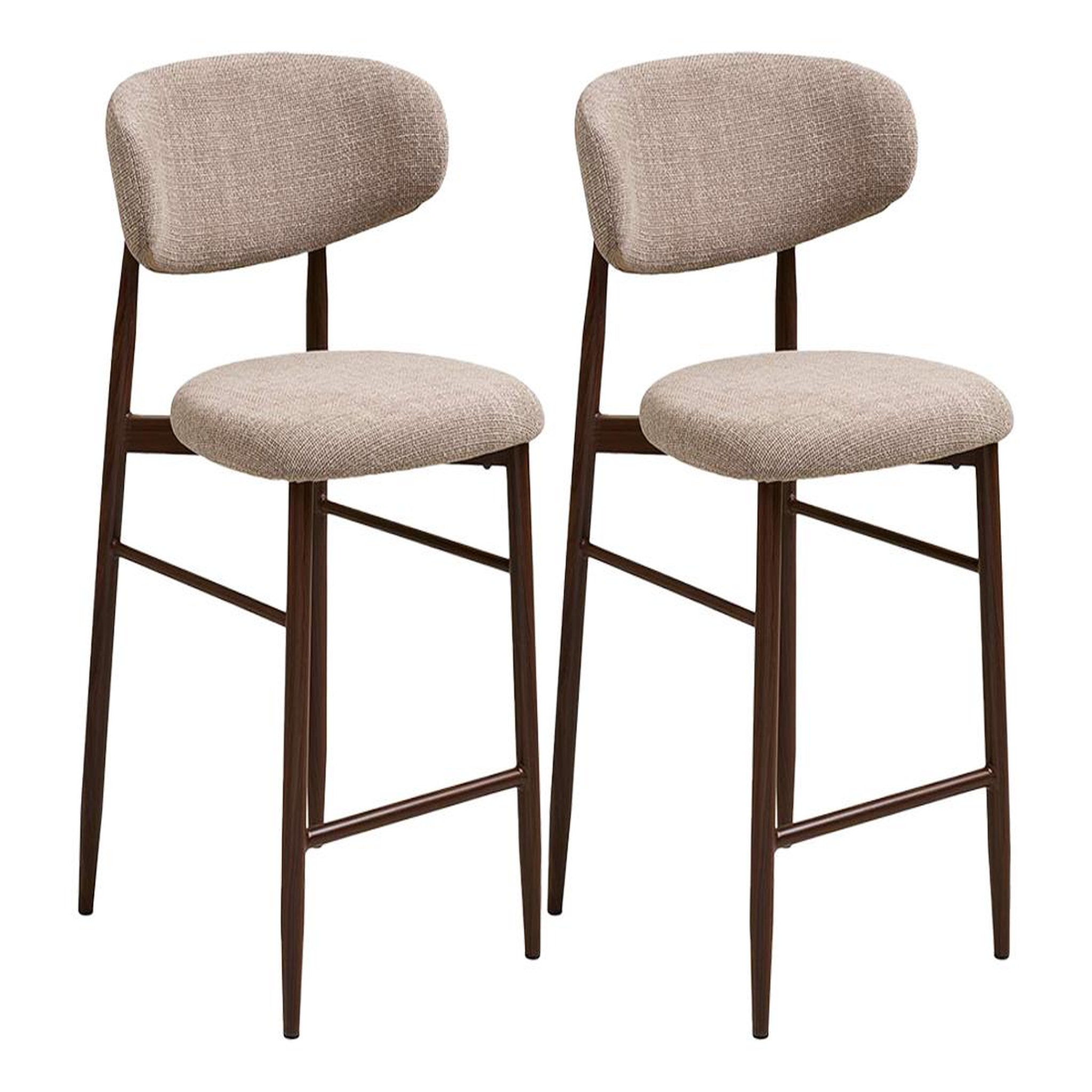 Voir la diapositive 1 : BEST MOBILIER Eddie - lot de 2 tabourets en tissu texturé - pieds en acier effet bois