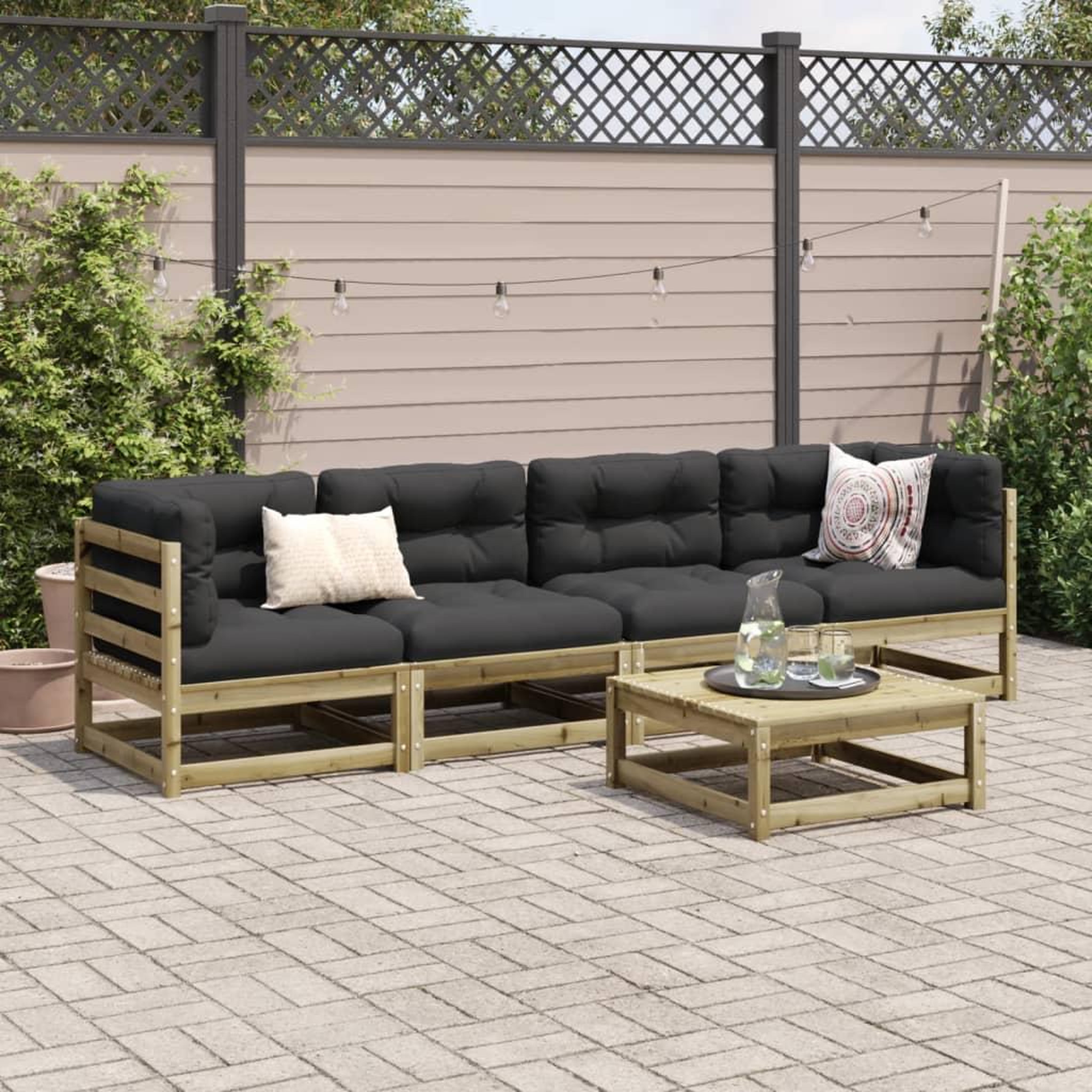 Voir la diapositive 3 : VIDAXL Salon de jardin 5 pcs bois de pin impregne