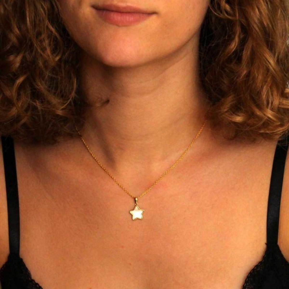 L'ATELIER D'AZUR Collier - Pendentif Etoile Or 18 Carats 750/000 Jaune et Nacre - Chaine Dorée