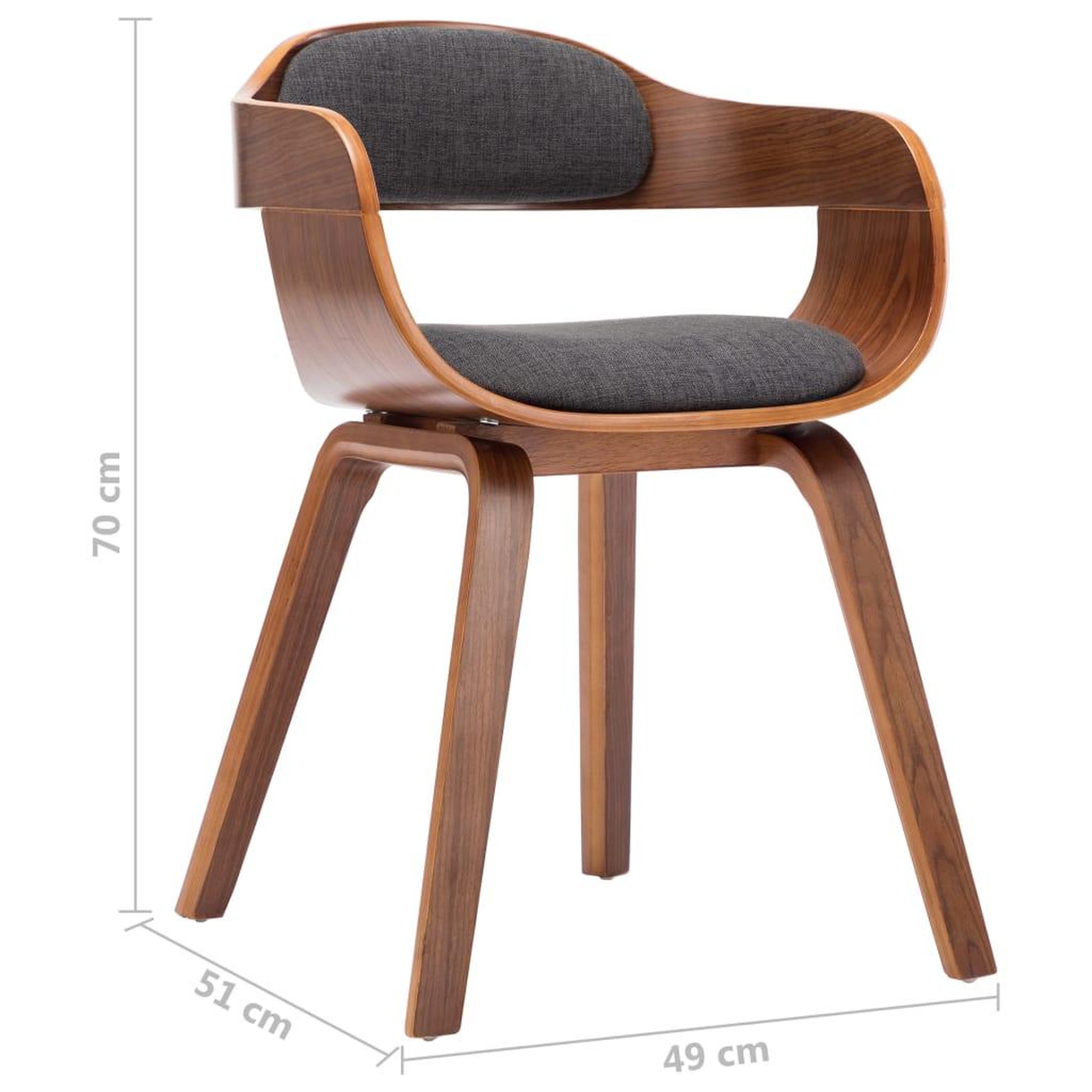 Voir la diapositive 6 : VIDAXL Chaises a manger lot de 6 gris fonce tissu et bois courbe