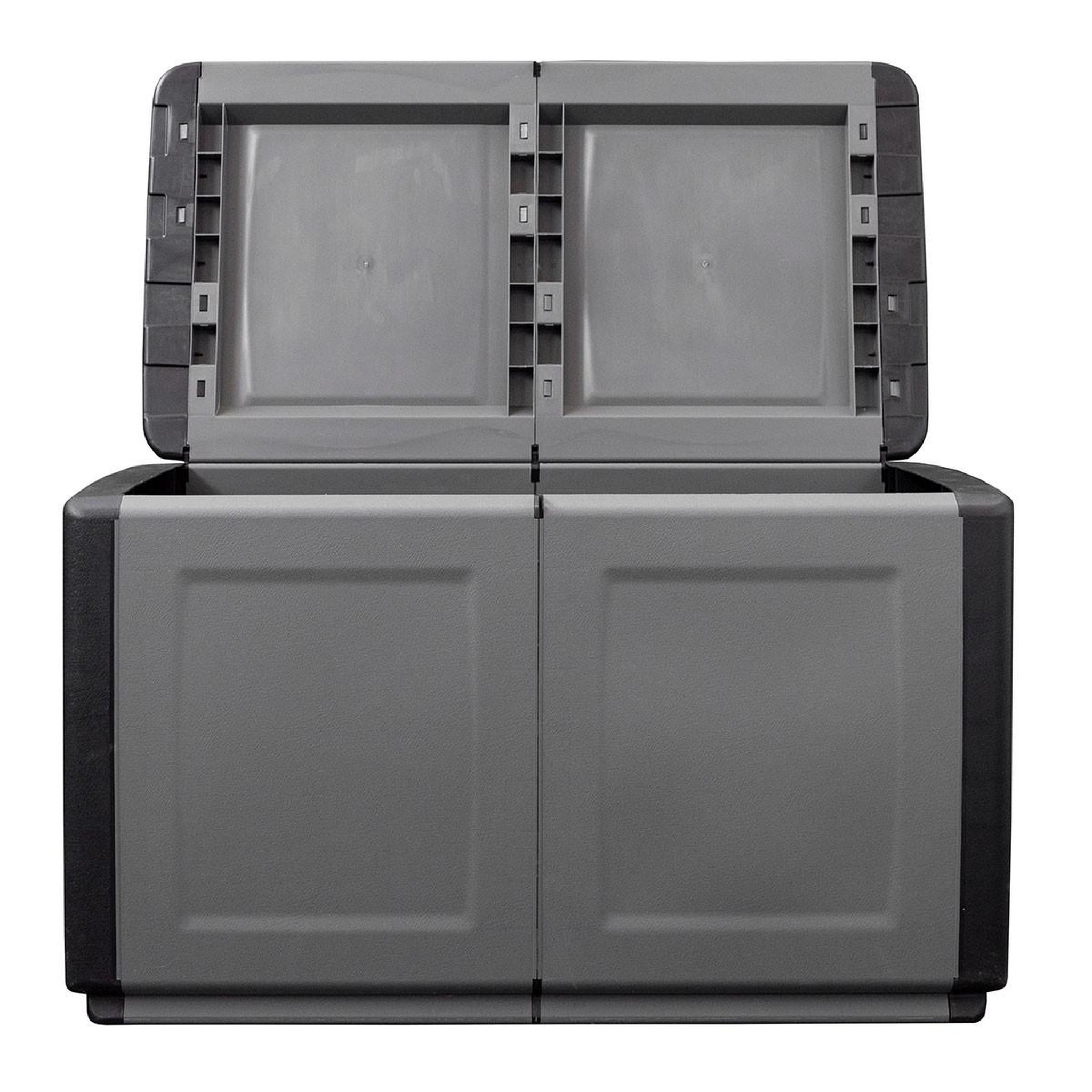 Voir la diapositive 3 : INTEC Coffre de rangement 230L Coffre de Jardin Gris/Noir 96 x 53 x H57cm Poignées de transport polypropylène INTEC