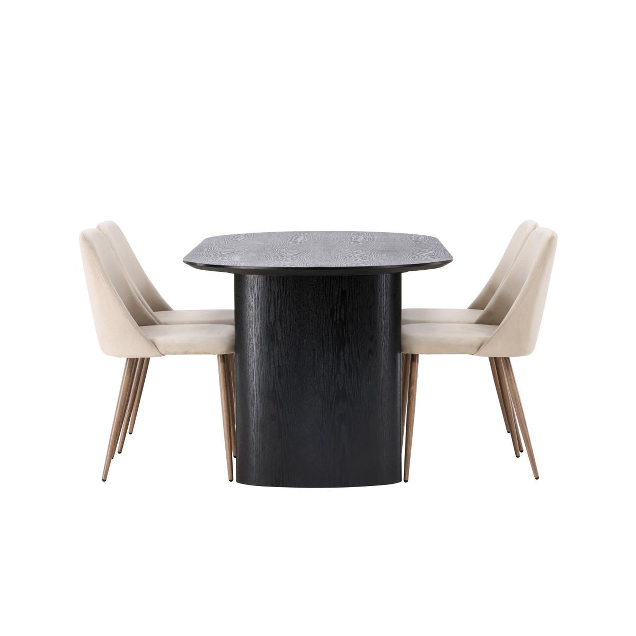 Voir la diapositive 2 : Paris Prix Ensemble table à manger & 4 chaises  isolde & night  180cm noir & beige