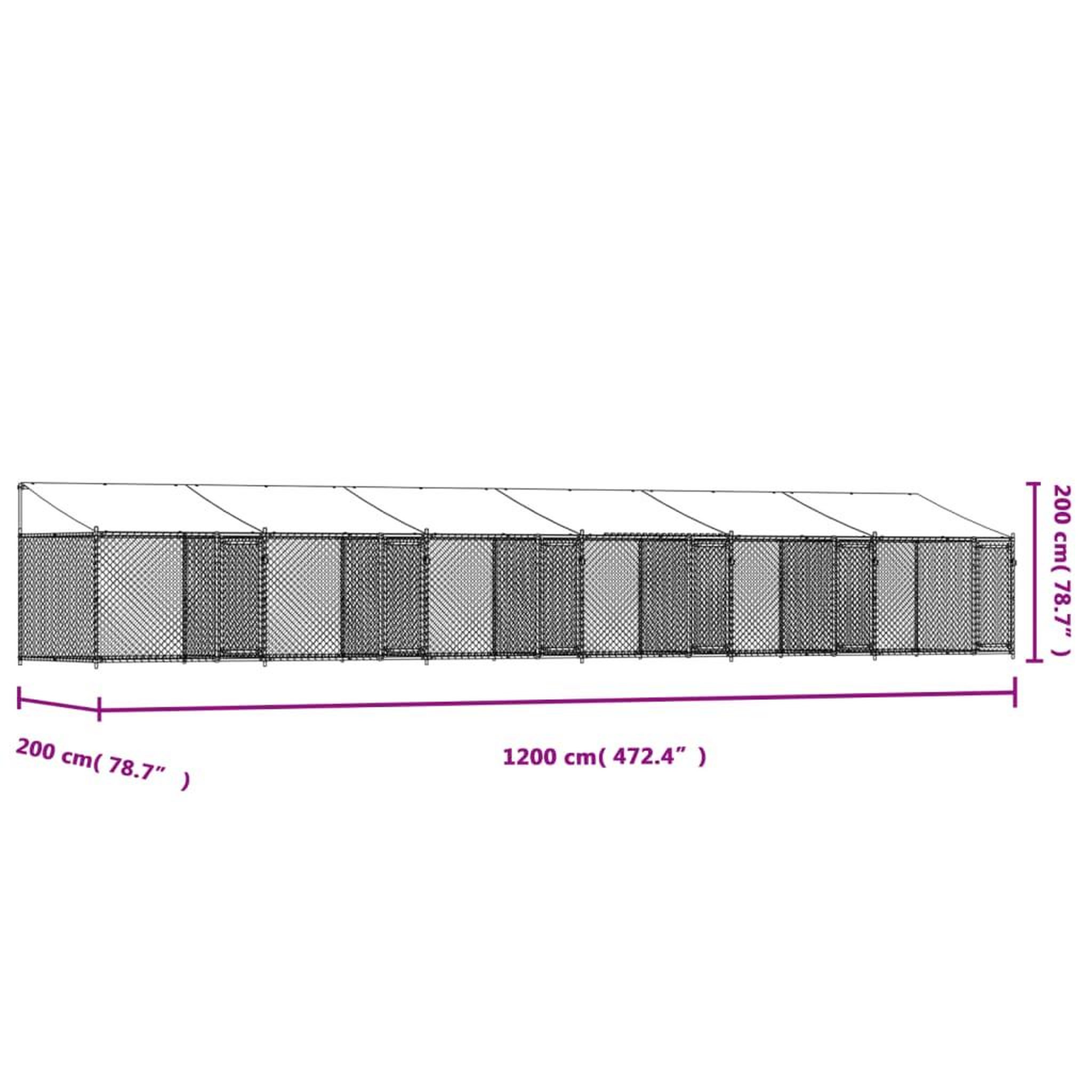 Voir la diapositive 6 : VIDAXL Cage pour chien avec toit/portes gris 12x2x2 m acier galvanise