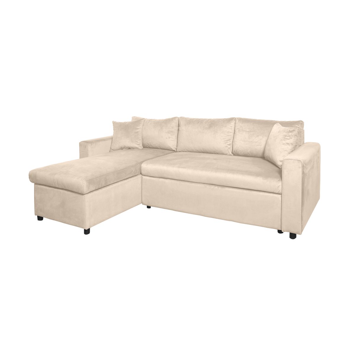 Canapé d'angle réversible convertible avec coffre en tissu ou velours GERALDINE 