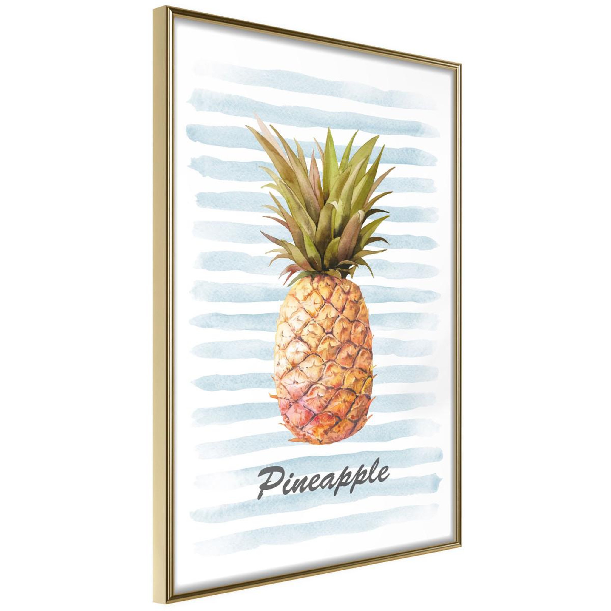 Voir la diapositive 1 : Paris Prix Affiche Murale Encadrée  Pineapple on Striped Background