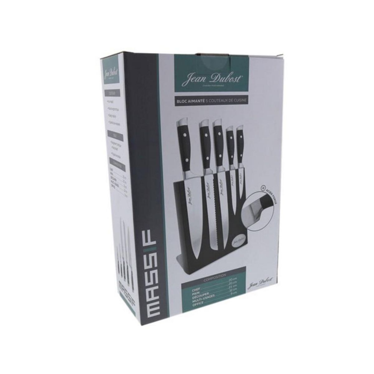 Jean dubost Bloc de 5 couteaux aimanté massif inox - DM021220X70055