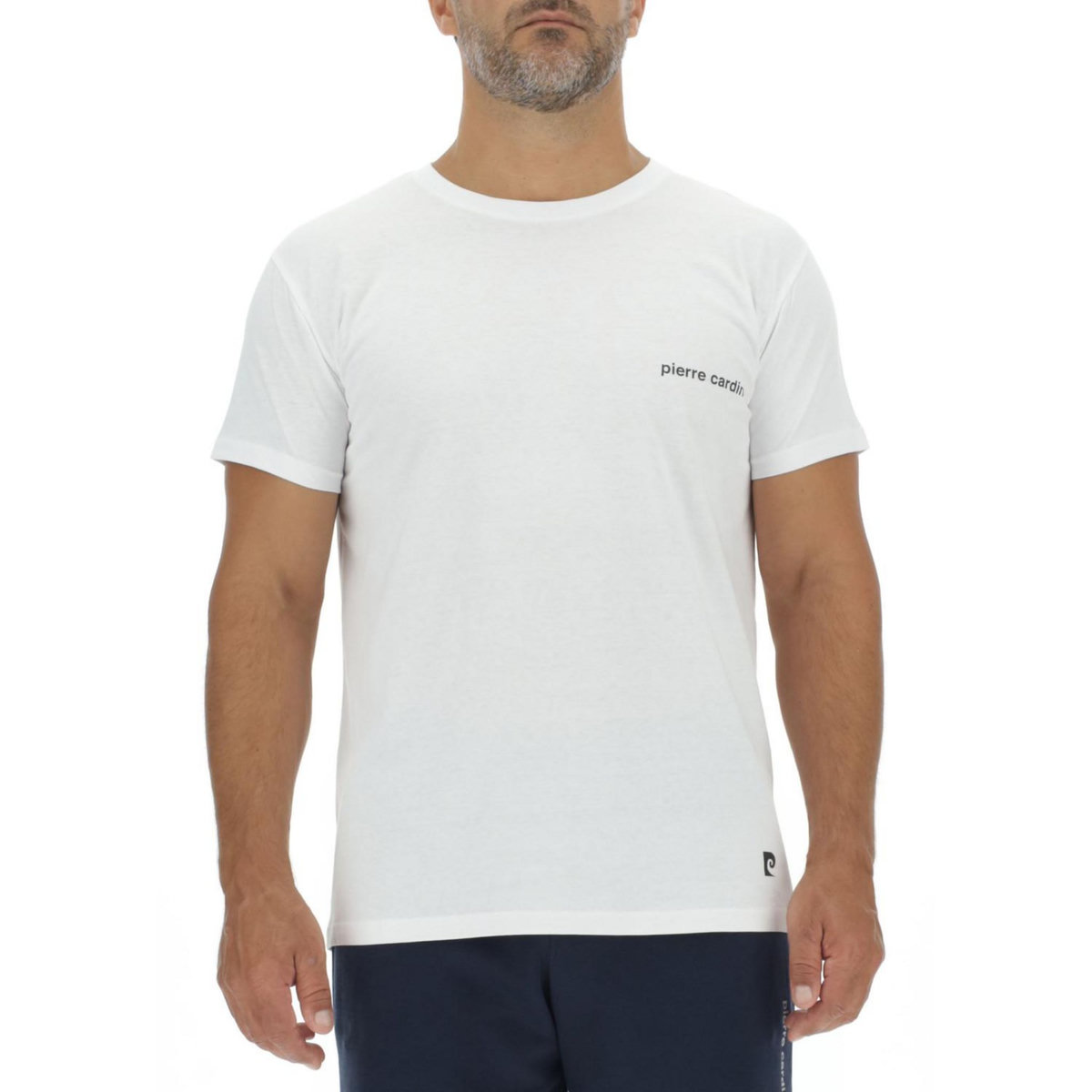 PIERRE CARDIN Lot de 3 T-shirts homme en coton uni col rond imprimé poitrine