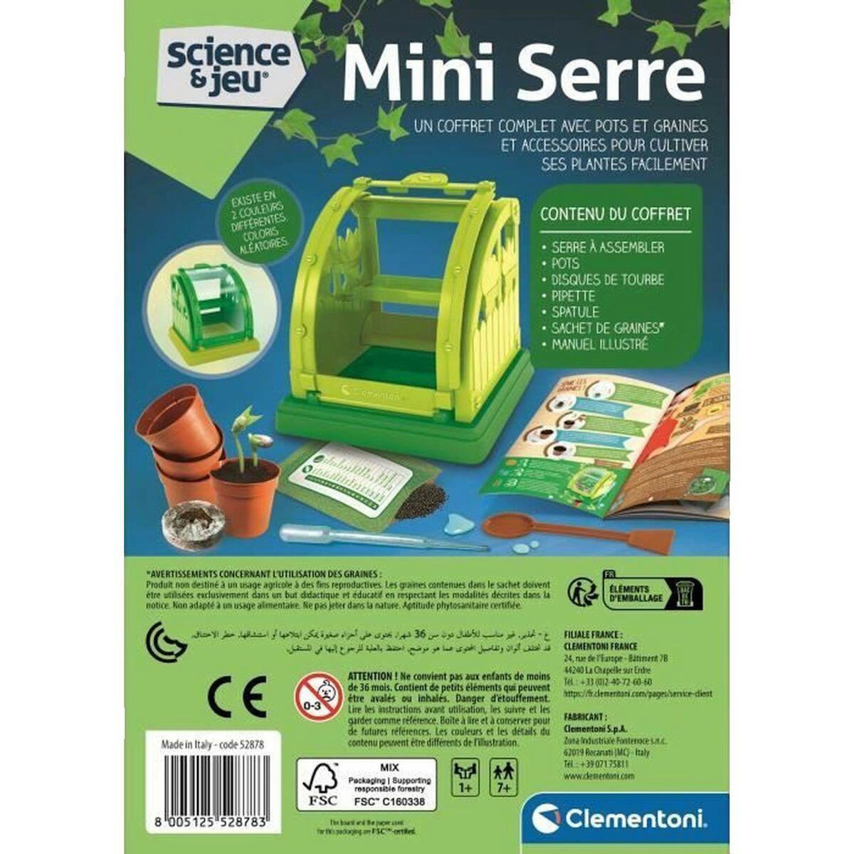 CLEMENTONI Kit Mini Serre Botanique Clementoni éducatif