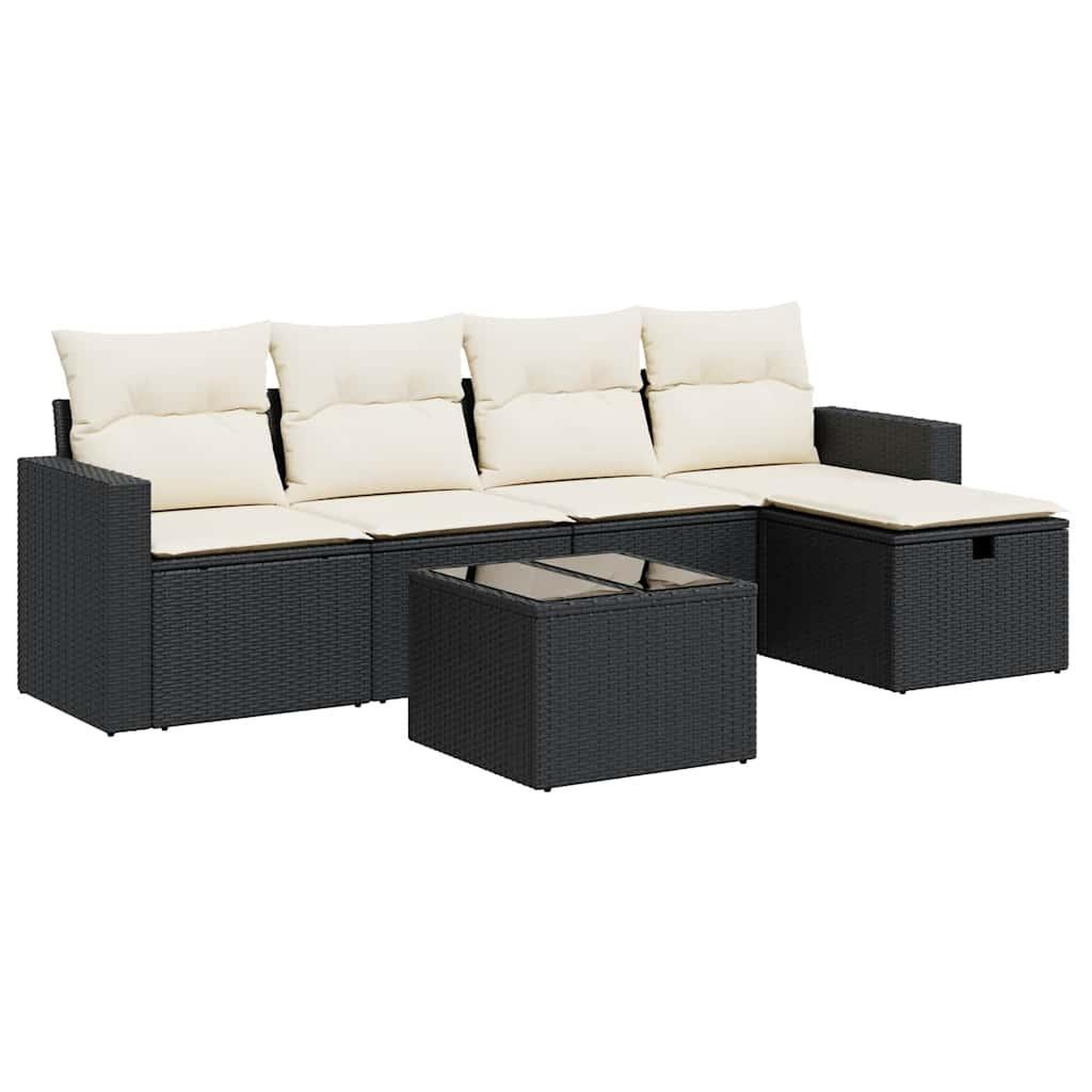 Voir la diapositive 2 : VIDAXL Salon de jardin 6 pcs avec coussins noir resine tressee