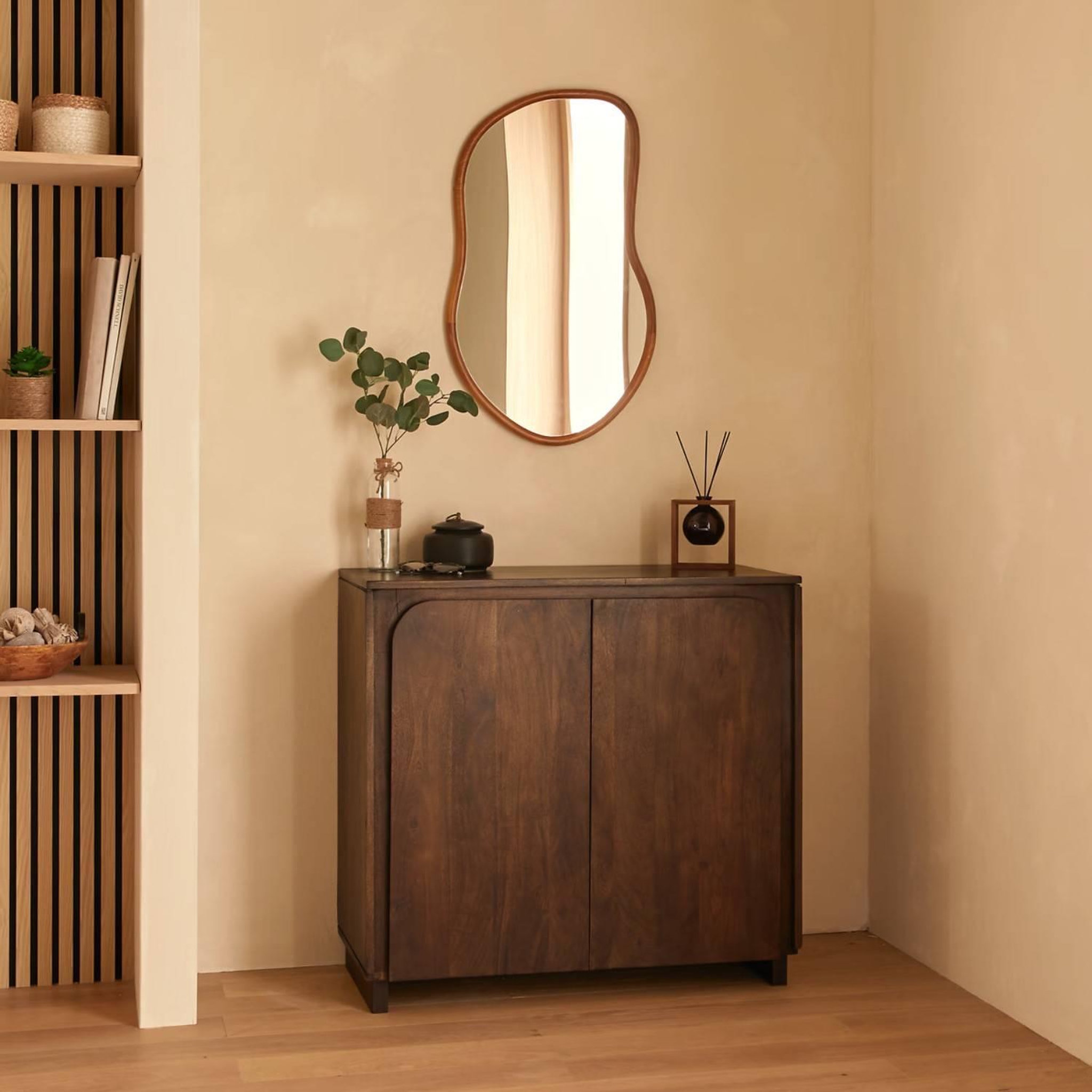 Voir la diapositive 4 : ATMOSPHERA Miroir organique en bois LIVIA - 75 x 45 cm - Beige