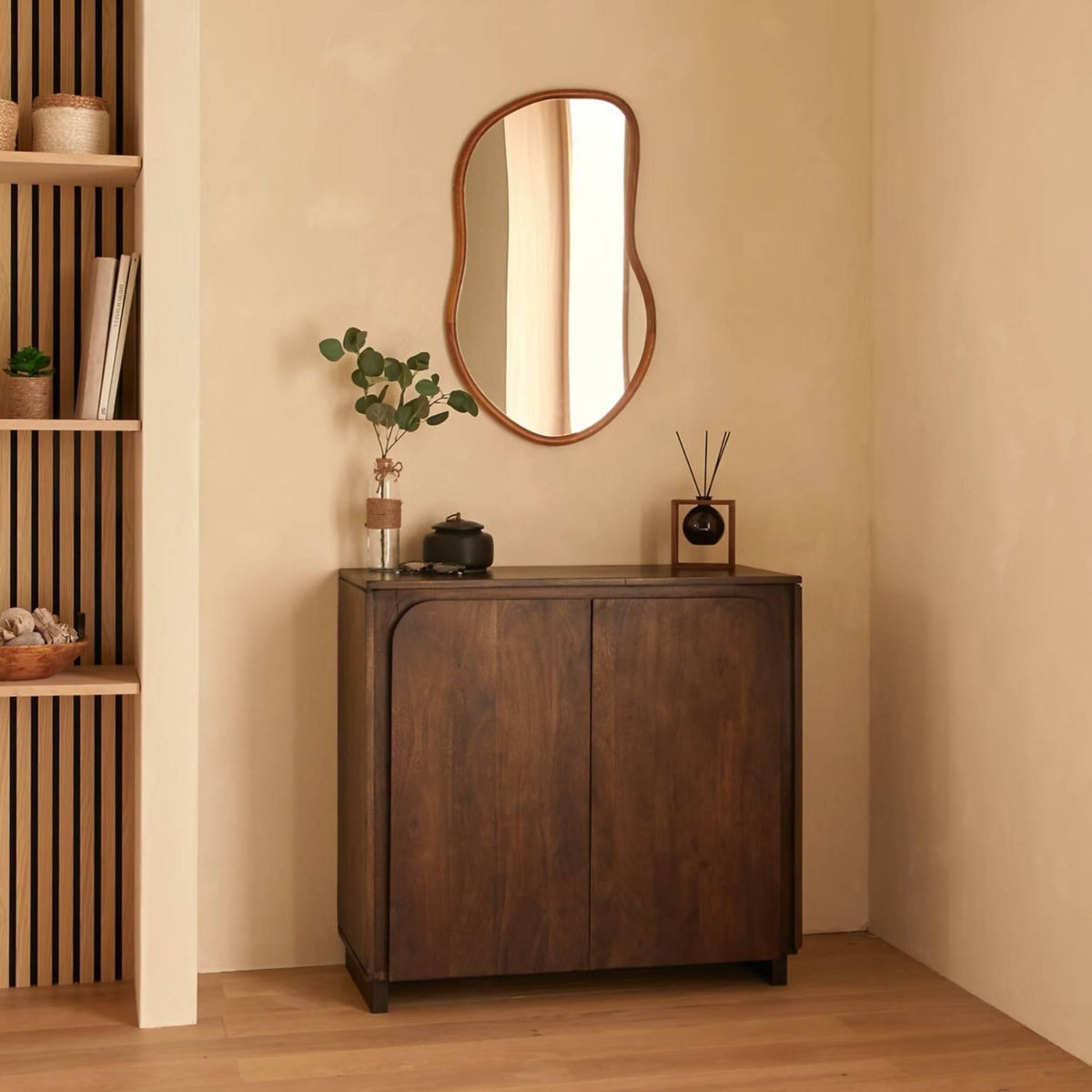 ATMOSPHERA Miroir organique en bois LIVIA - 75 x 45 cm - Beige