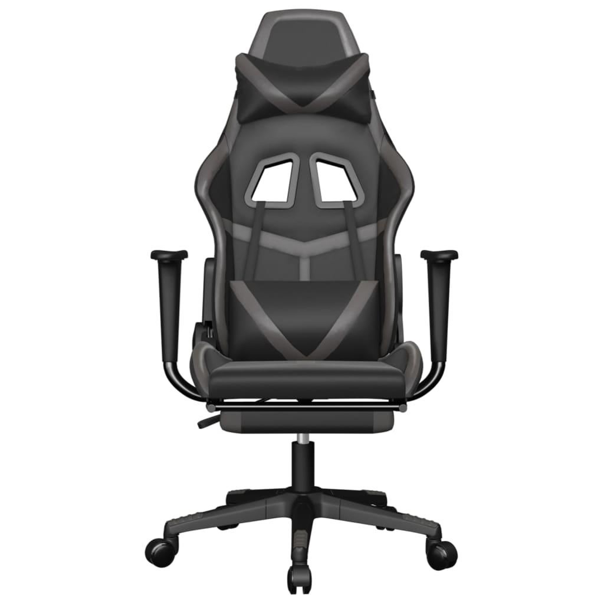 Voir la diapositive 3 : VIDAXL Chaise de jeu avec repose-pied Noir et gris Similicuir