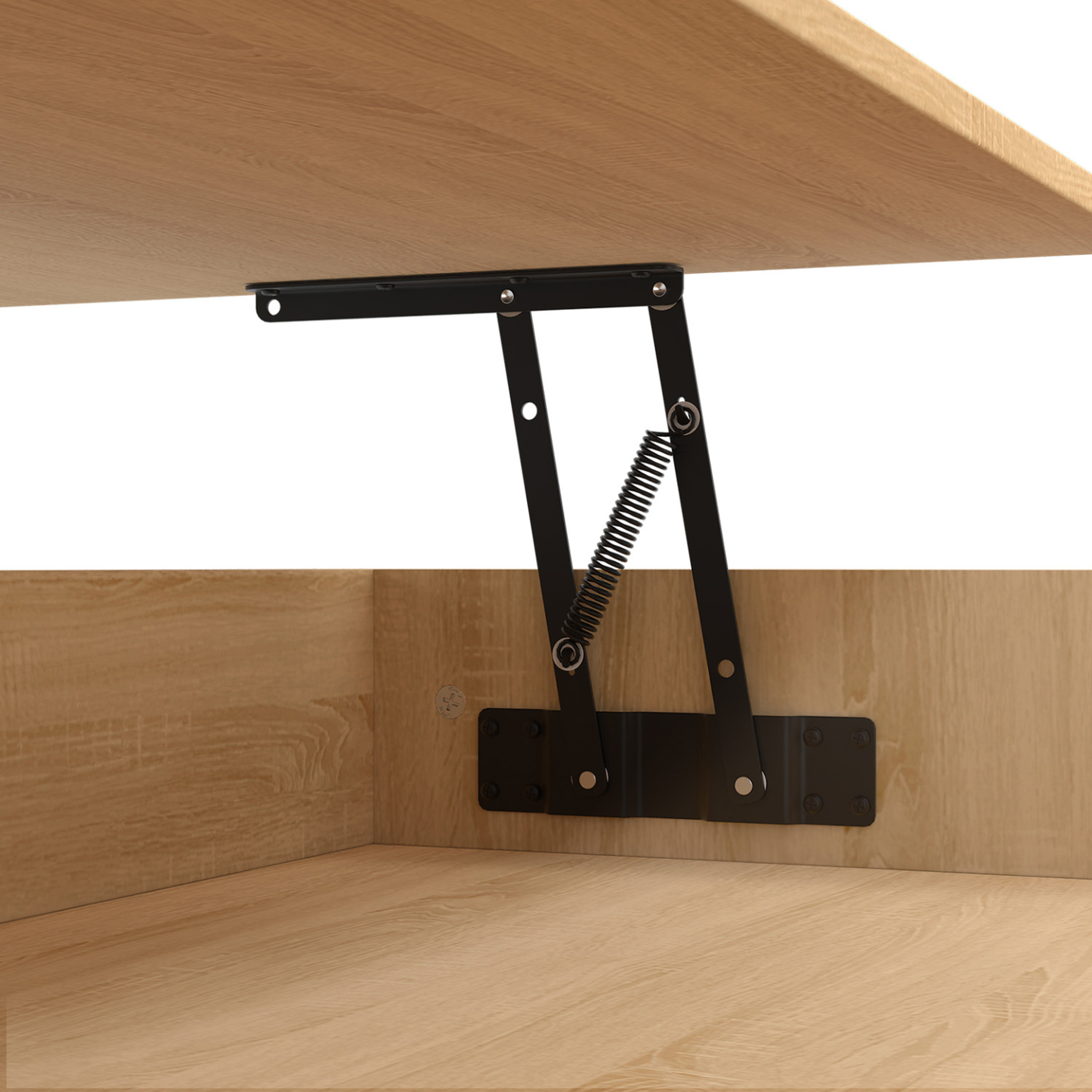 Voir la diapositive 6 : ID MARKET Table basse plateau relevable rectangulaire eden bois et noir