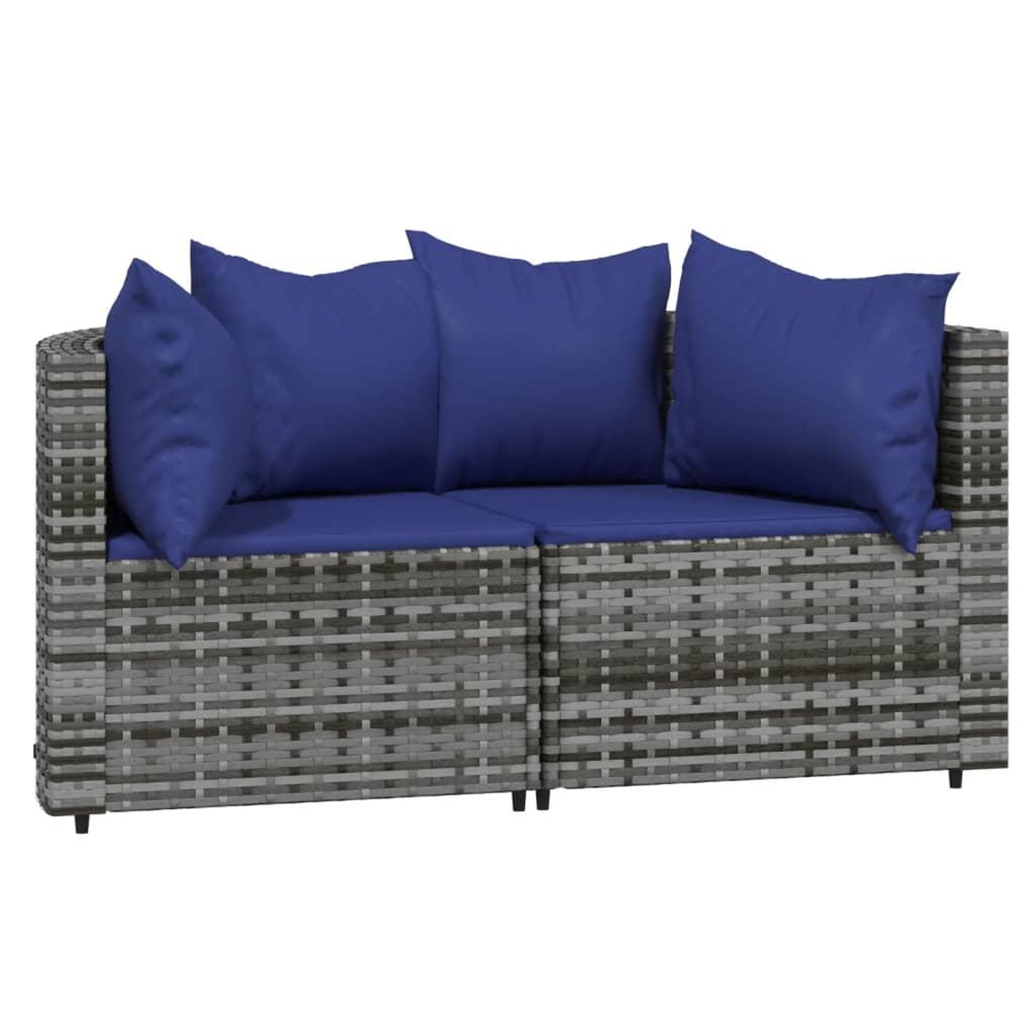 Voir la diapositive 2 : VIDAXL Canapes d'angle de jardin et coussins 2 pcs gris resine tressee