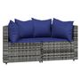 Voir la diapositive 2 : VIDAXL Canapes d'angle de jardin et coussins 2 pcs gris resine tressee