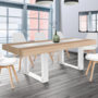 Voir la diapositive 2 : ID MARKET Table à manger extensible rectangle PHOENIX 4-8 personnes bois et blanc bande centrale blanche 160-200 cm