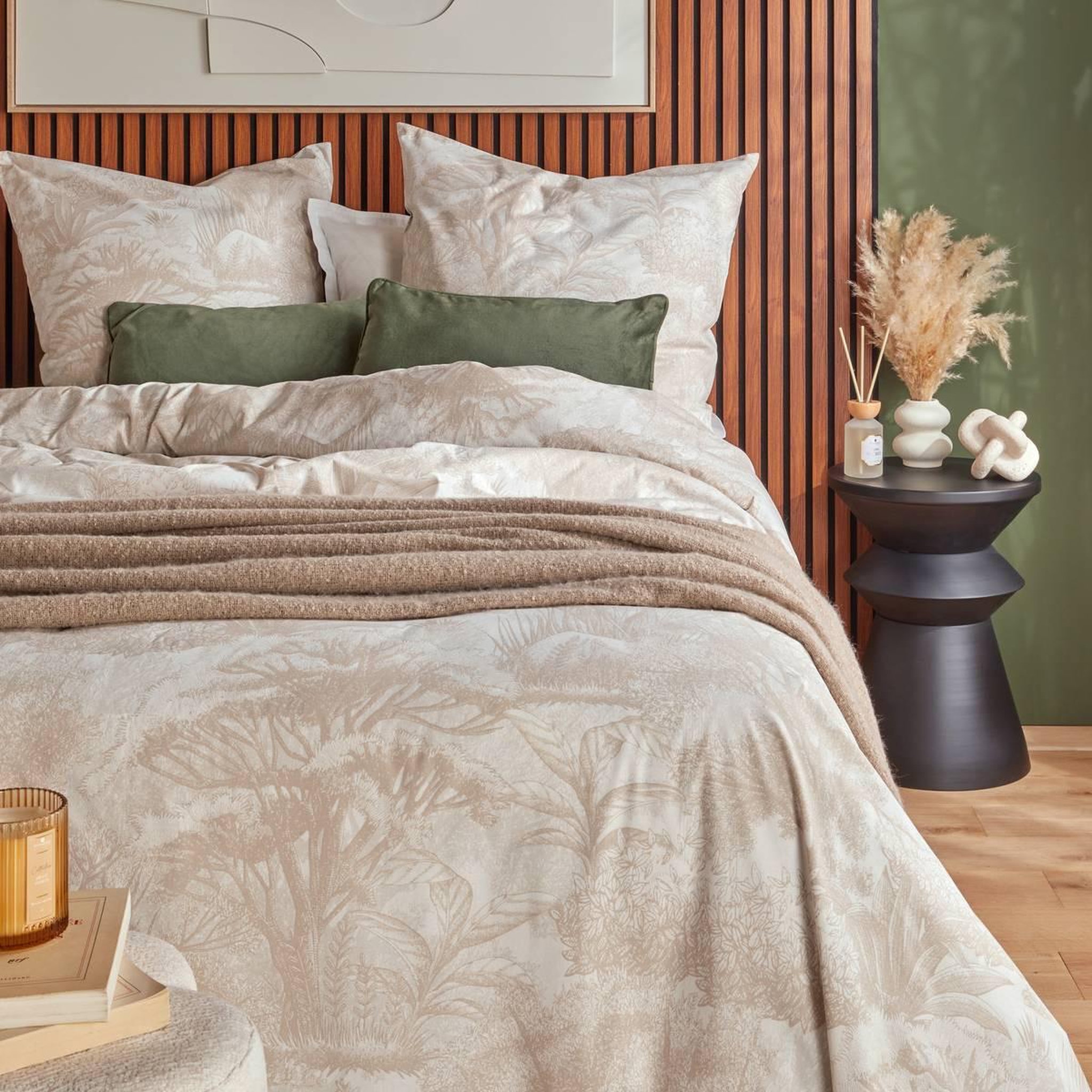 Voir la diapositive 2 : ATMOSPHERA Parure de lit 3 pièces  jouy  240x220cm beige lin