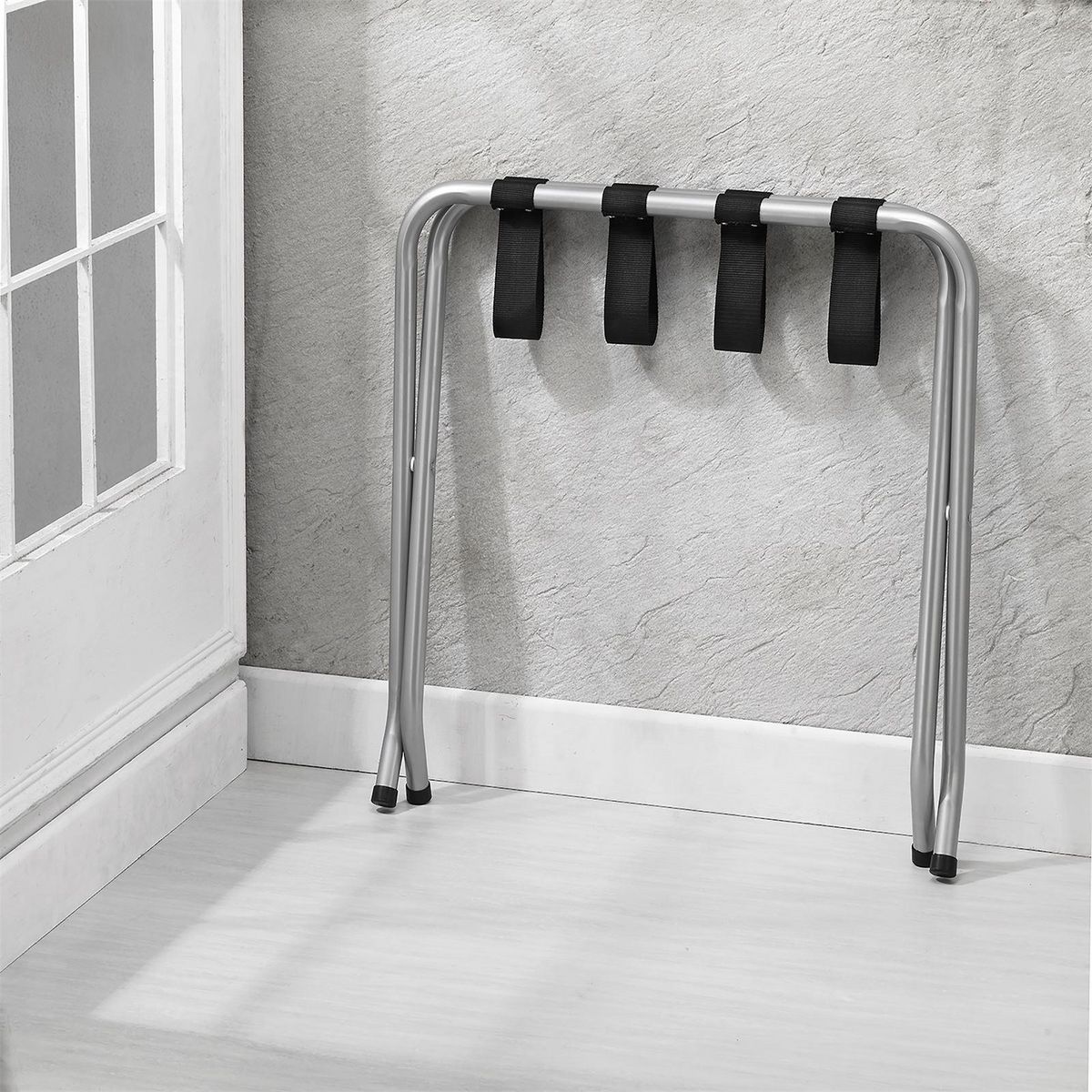 IDIMEX Porte-valise LUGGAGE, structure pliable en métal chromé