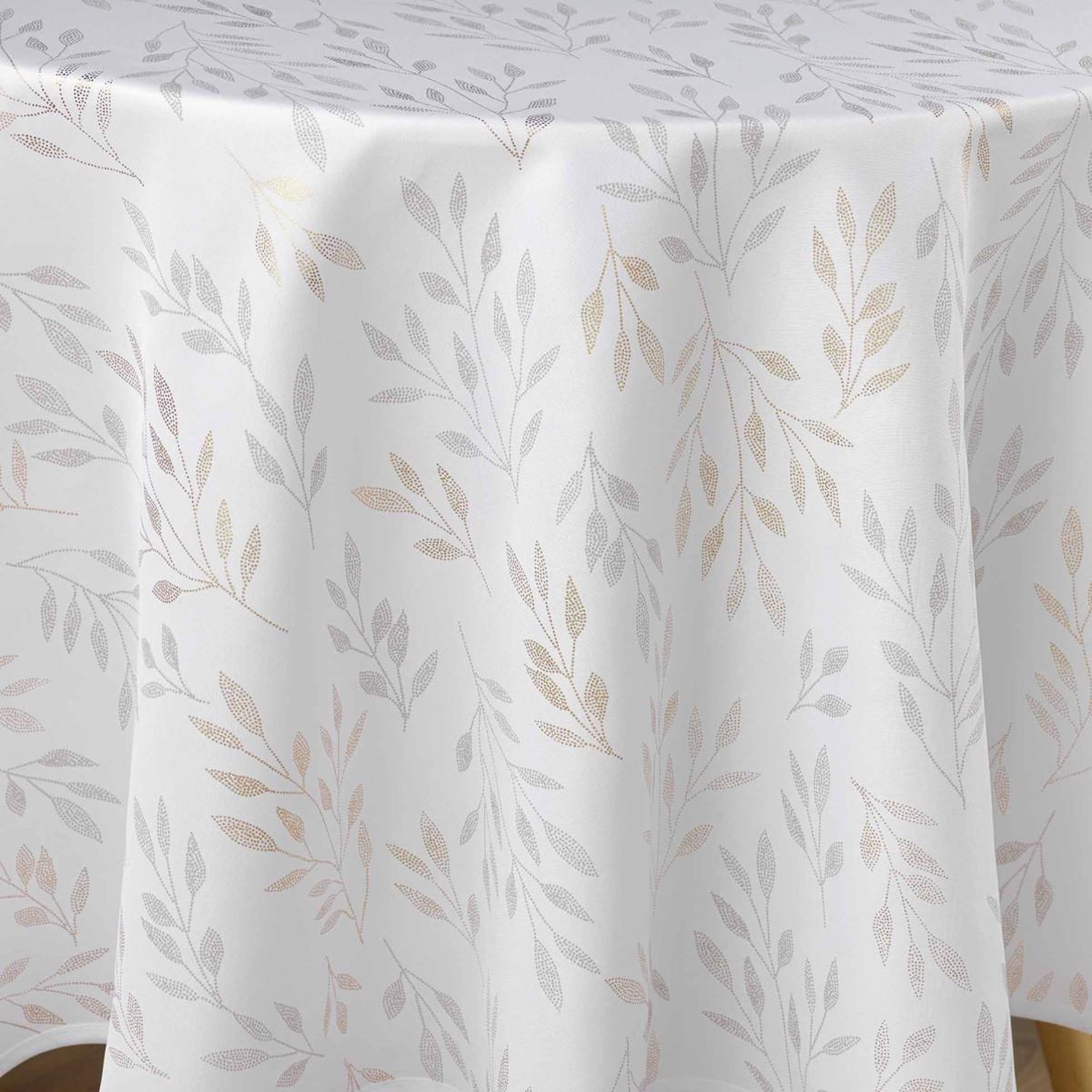 Voir la diapositive 2 : Douceur d'Intérieur Nappe antitache ronde imprimé  lonigold  180cm blanc