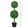 Voir la diapositive 3 : HOMCOM Lot de 2 buis artificiel double boules - cailloux et pot inclus - H.90 cm PE vert