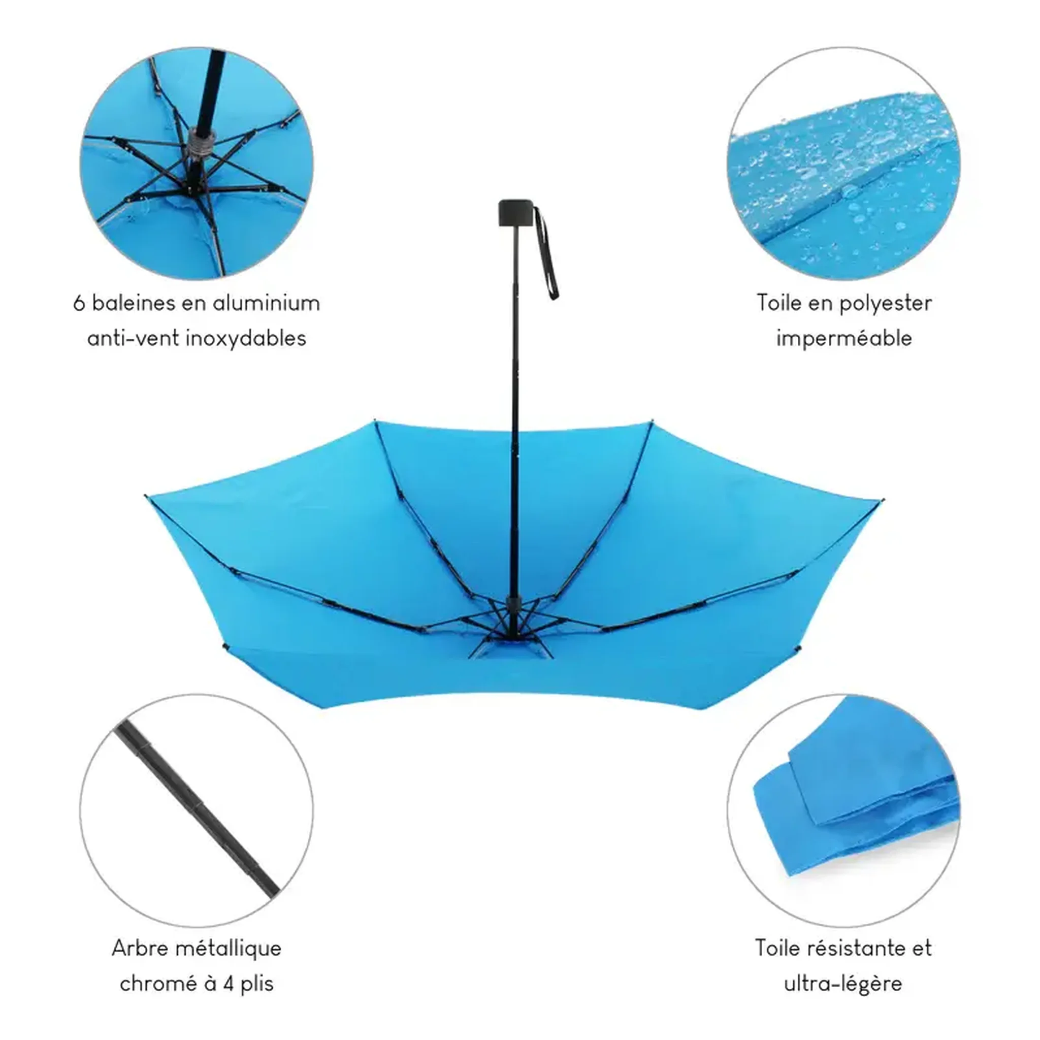 Voir la diapositive 2 : Alistair Parapluie ultra compact et resistant - Anti vent et retournement - ALISTAIR - Marque francaise garantie 1 an