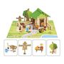Voir la diapositive 3 : JeuJura Maison et Jardin 135 Pieces - JEUJURA - Jeu de Construction en Bois Naturel, Tapis et Accessoires Inclus, 32x27x11 cm