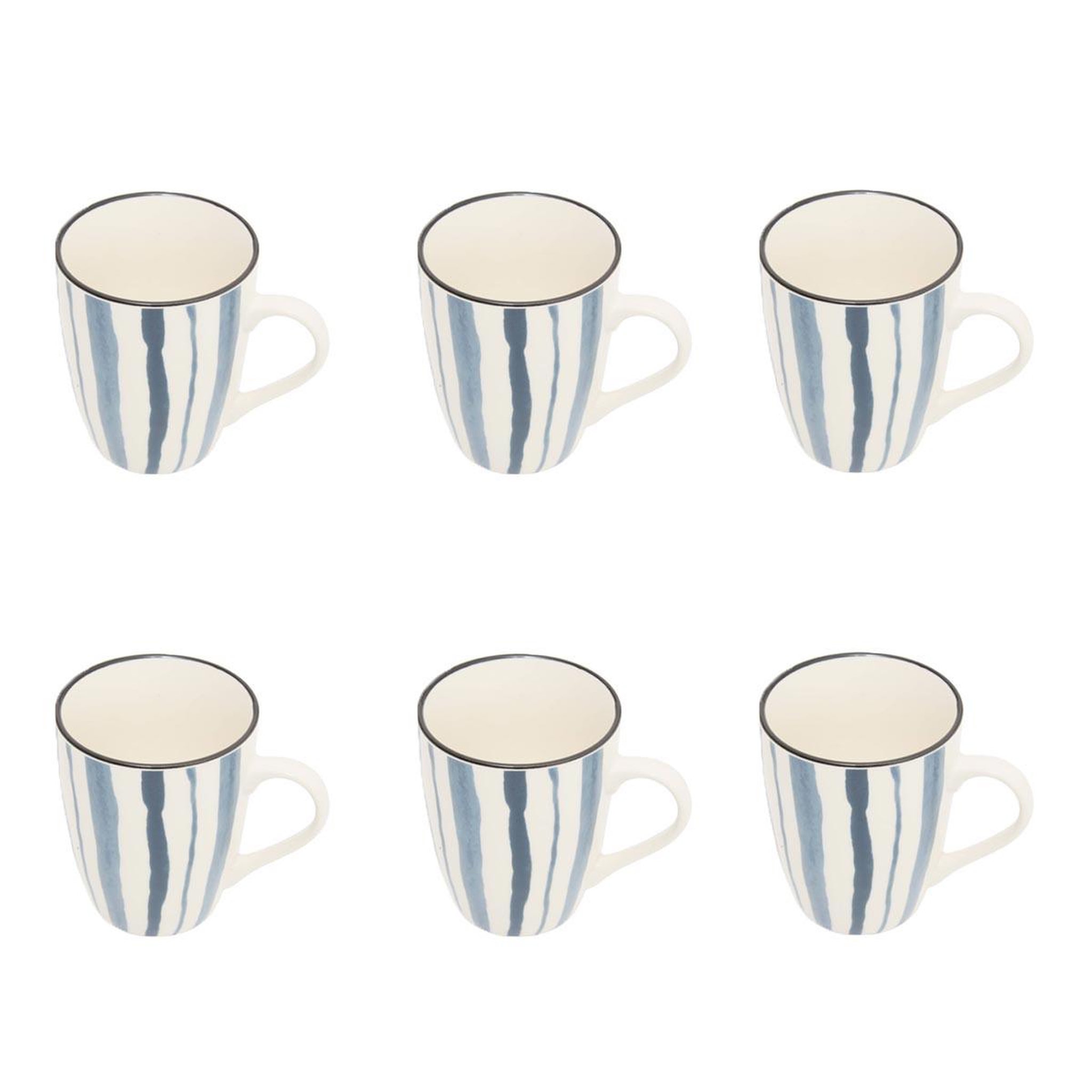 SECRET DE GOURMET Lot de 6 mugs en porcelaine  umami rayure  31cl bleu