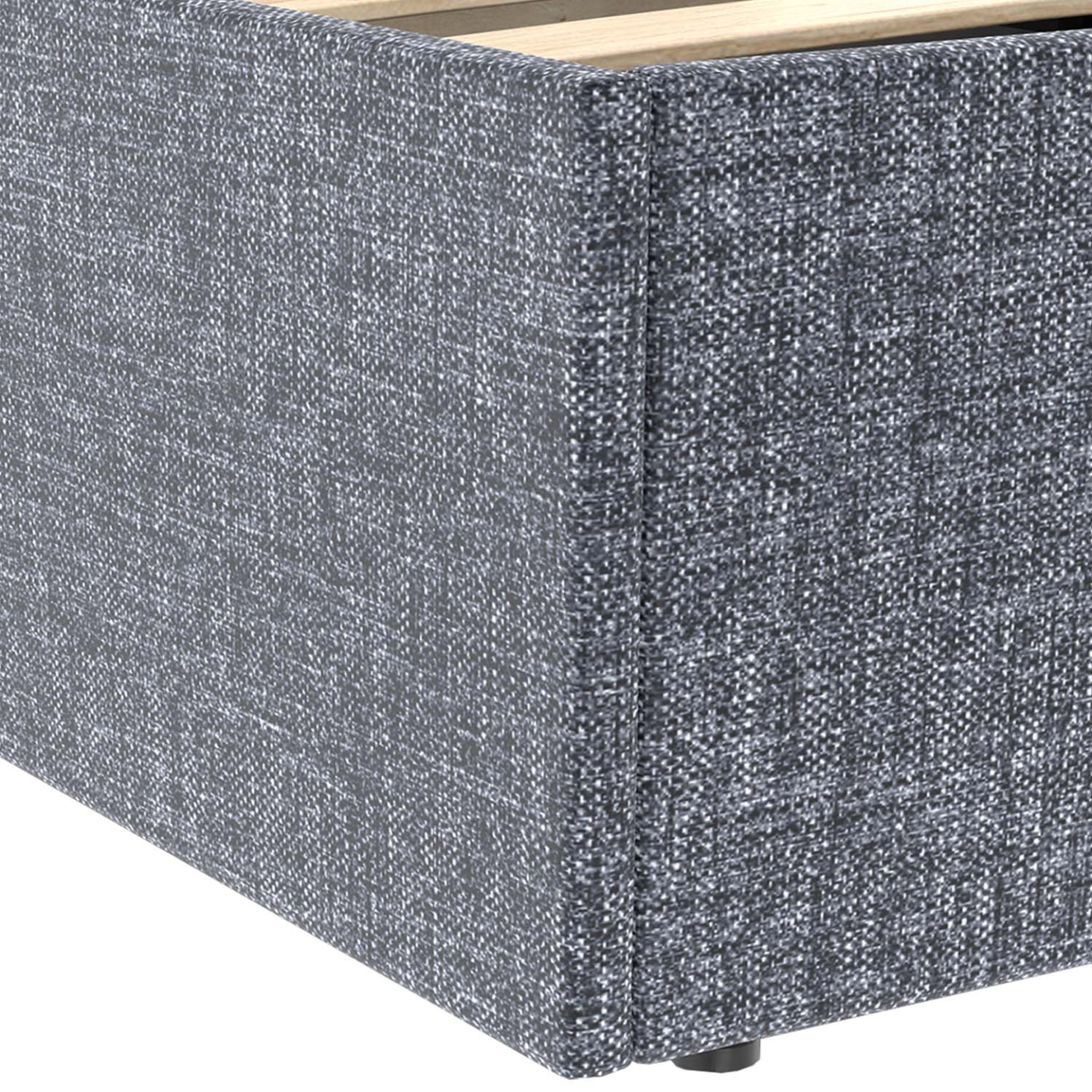 Voir la diapositive 6 : ID MARKET Lit coffre double norfolk avec tête de lit et sommier 140 x 190 cm tissu gris anthracite