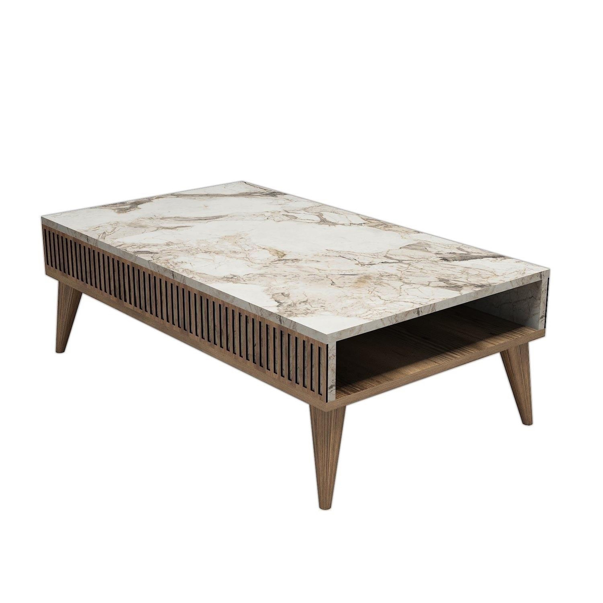Voir la diapositive 4 : Habitat et Jardin Table basse en bois  milan  - 105 x 60 x 34 cm - noyerblanc