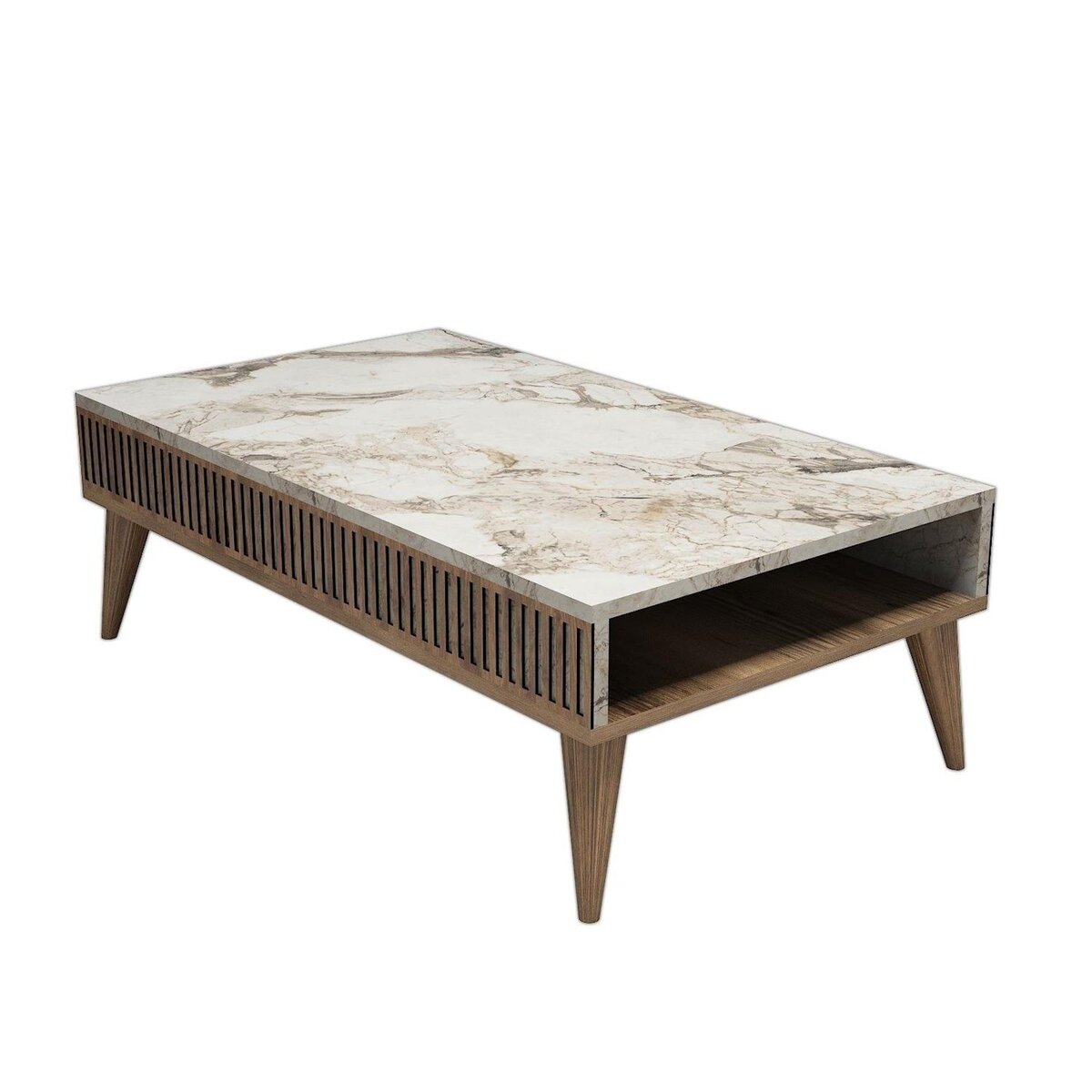 Habitat et Jardin Table basse en bois  Milan  - 105 x 60 x 34 cm - NoyerBlanc