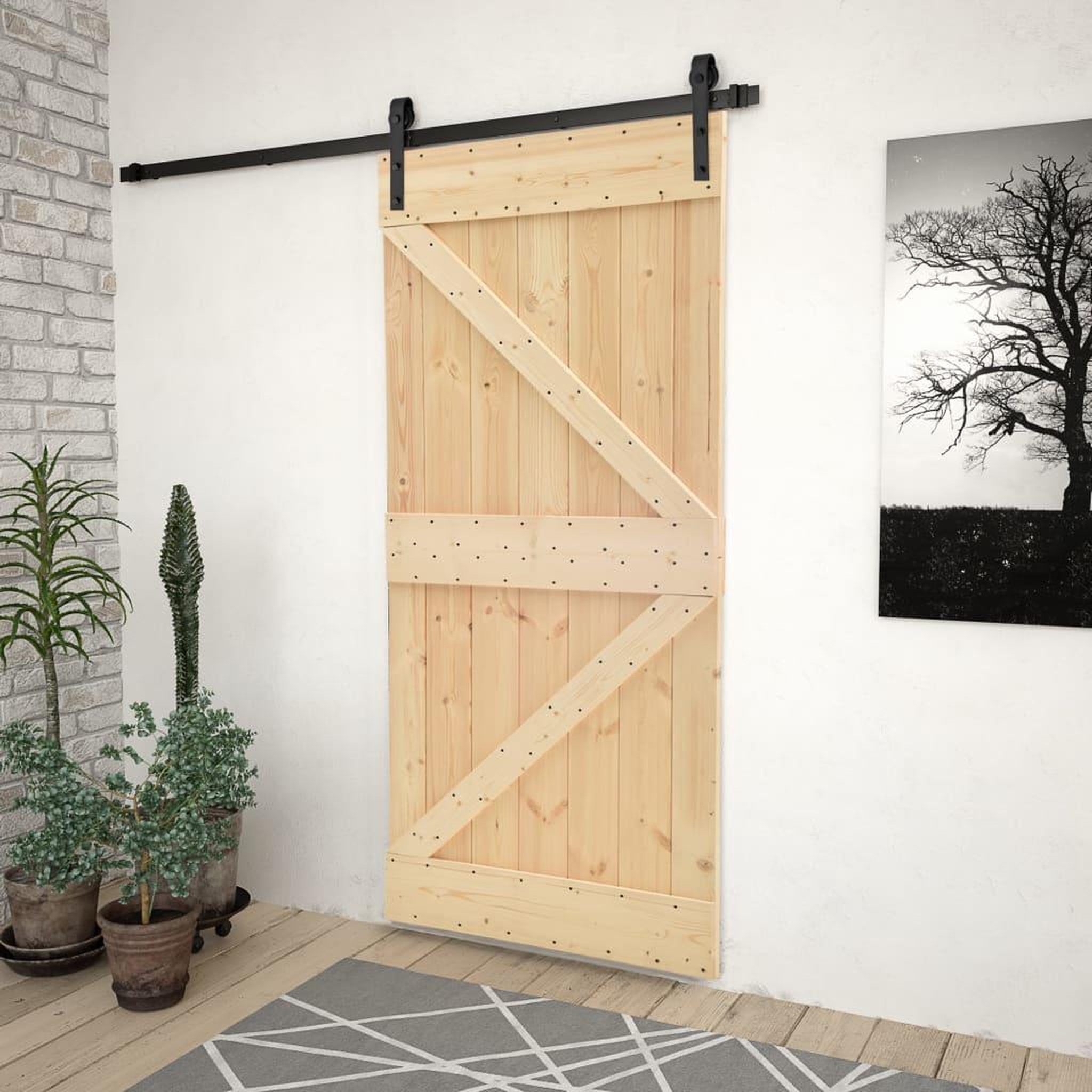 Voir la diapositive 1 : VIDAXL Porte coulissante avec kit de quincaillerie 80x210cm Pin massif