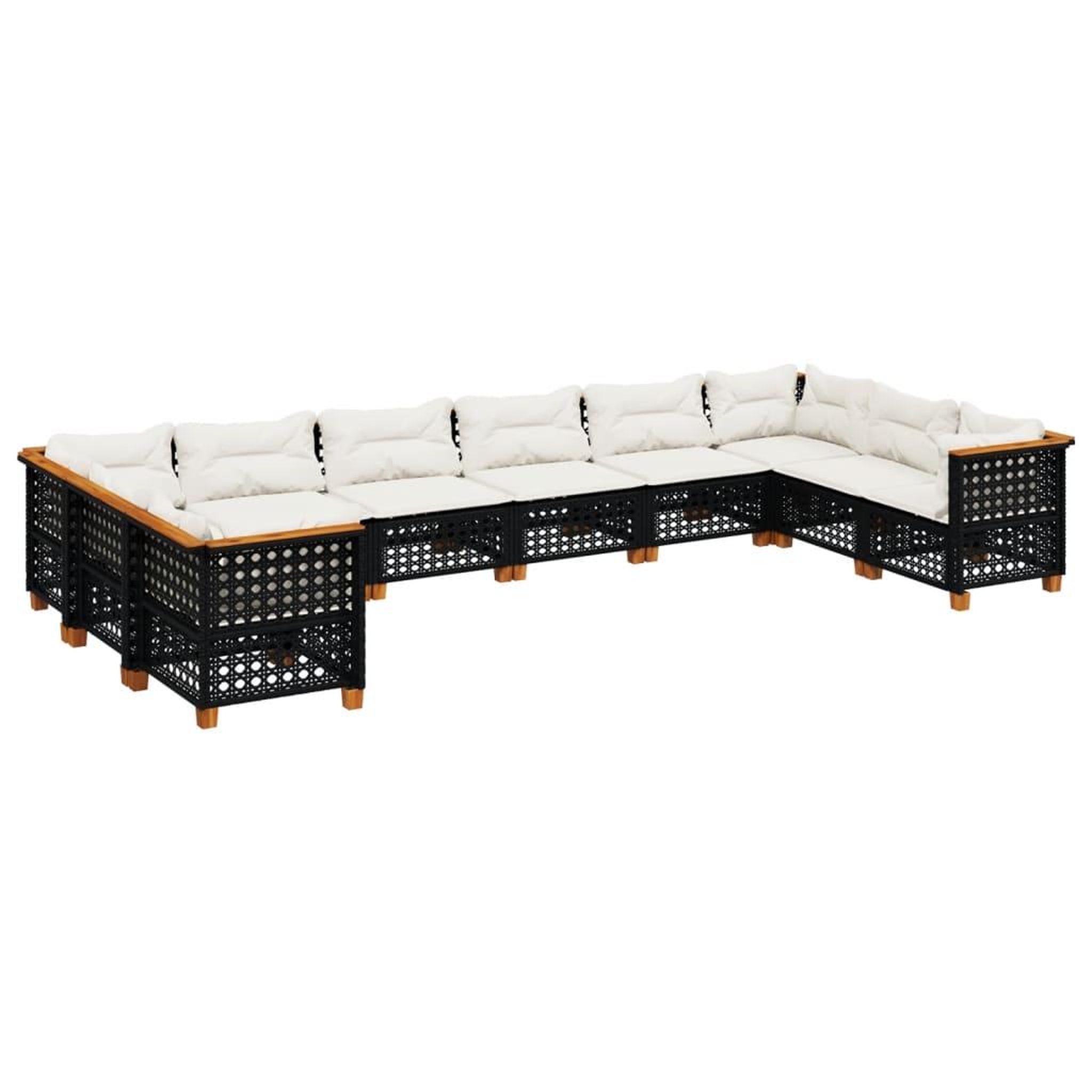 Voir la diapositive 2 : VIDAXL Salon de jardin 10 pcs avec coussins noir resine tressee
