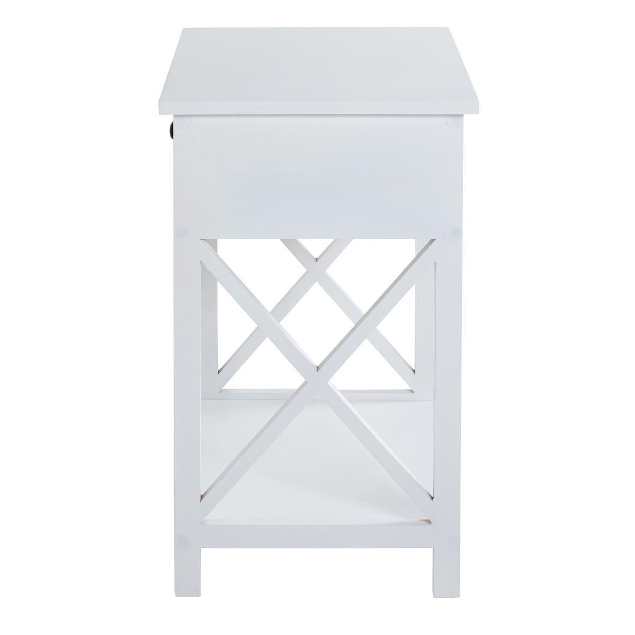 Voir la diapositive 4 : Paris Prix Table d'Appoint 1 Tiroir Design  Guda  60cm Blanc