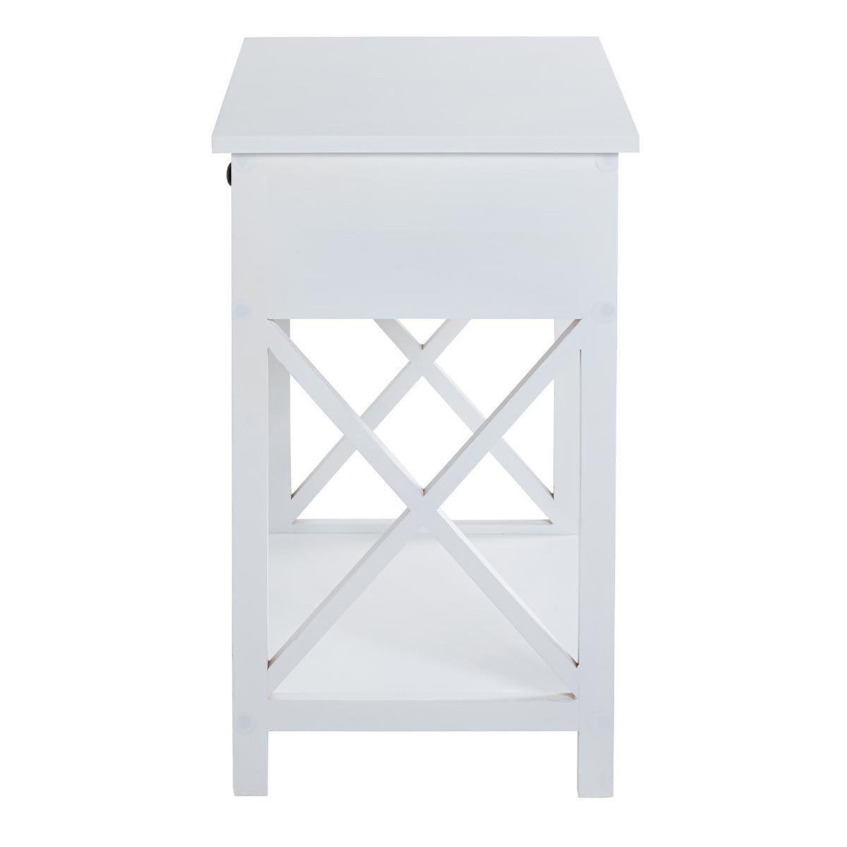 Paris Prix Table d'Appoint 1 Tiroir Design  Guda  60cm Blanc