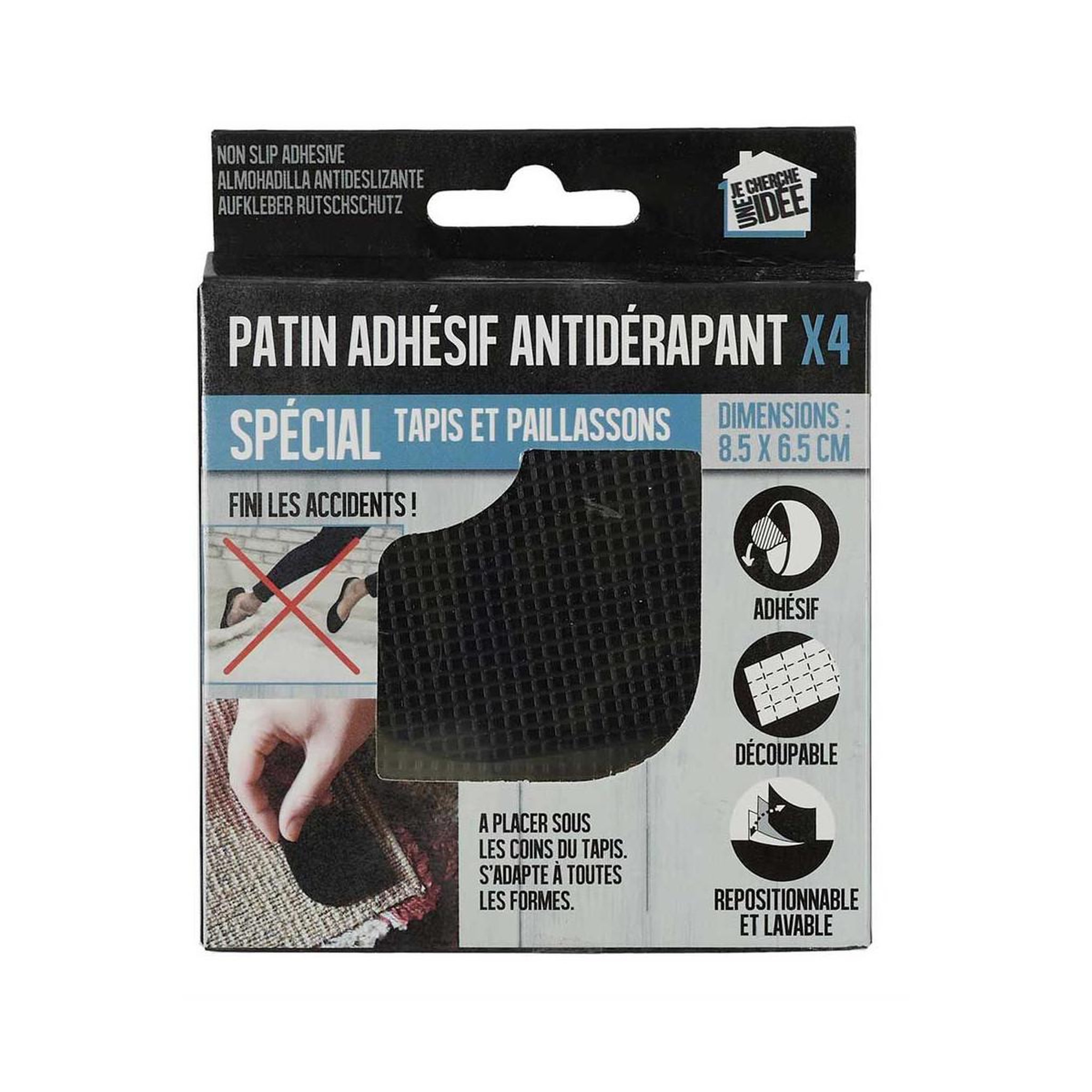Je cherche une idee Lot de 4 Patins Adhésifs  Antidérapant  8cm Noir
