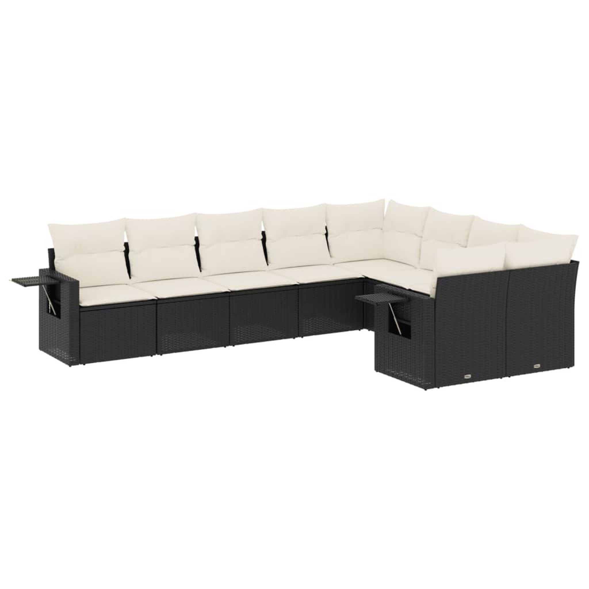 Voir la diapositive 2 : VIDAXL Salon de jardin 9 pcs avec coussins noir resine tressee