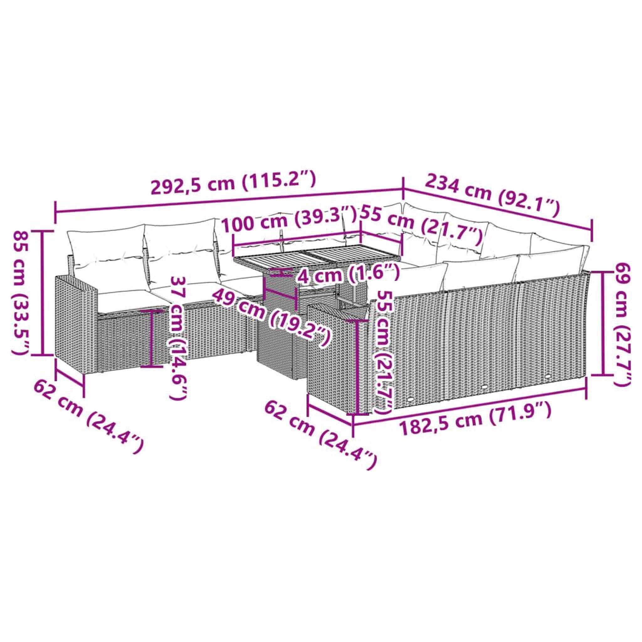 Voir la diapositive 6 : VIDAXL Salon de jardin 11 pcs avec coussins noir resine tressee