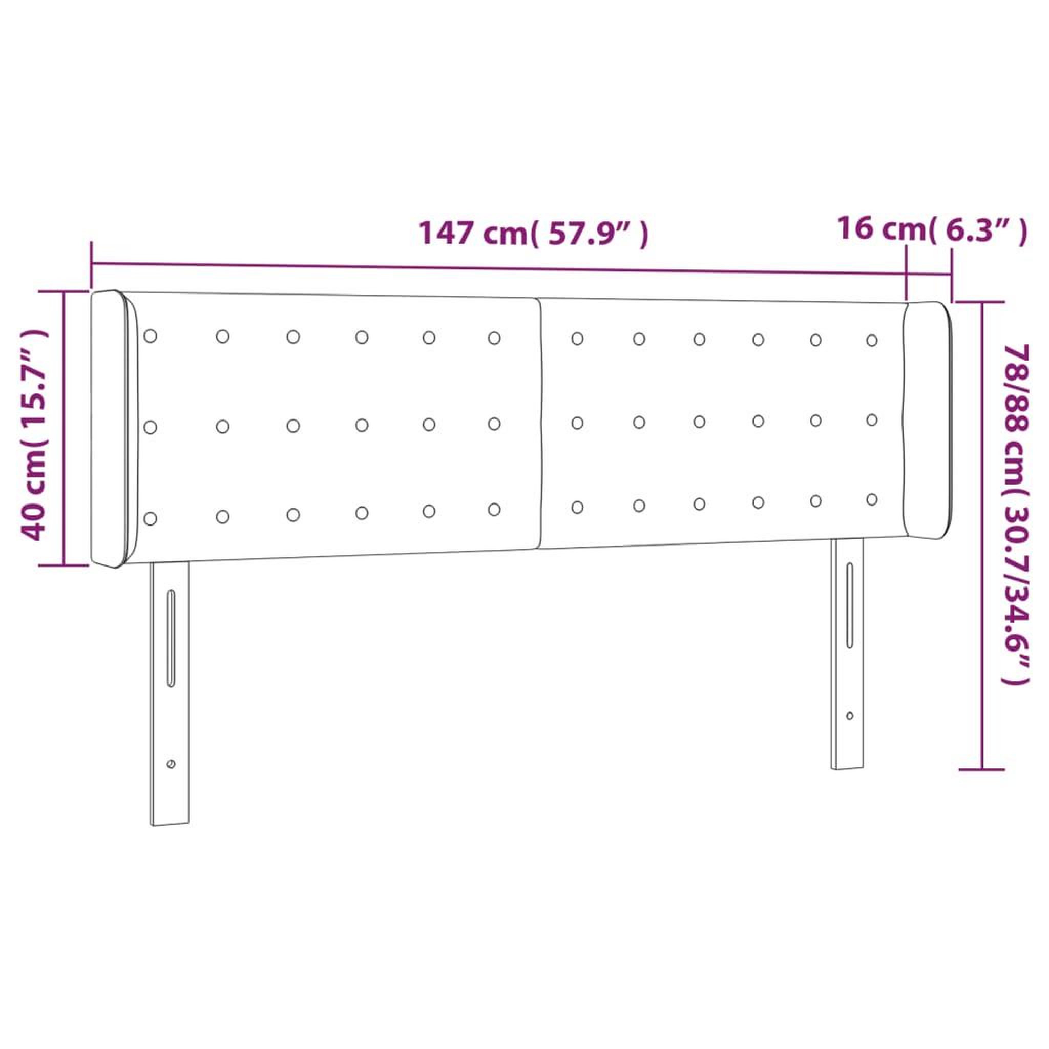 Voir la diapositive 6 : VIDAXL Tete de lit a LED Noir 147x16x78/88 cm Similicuir